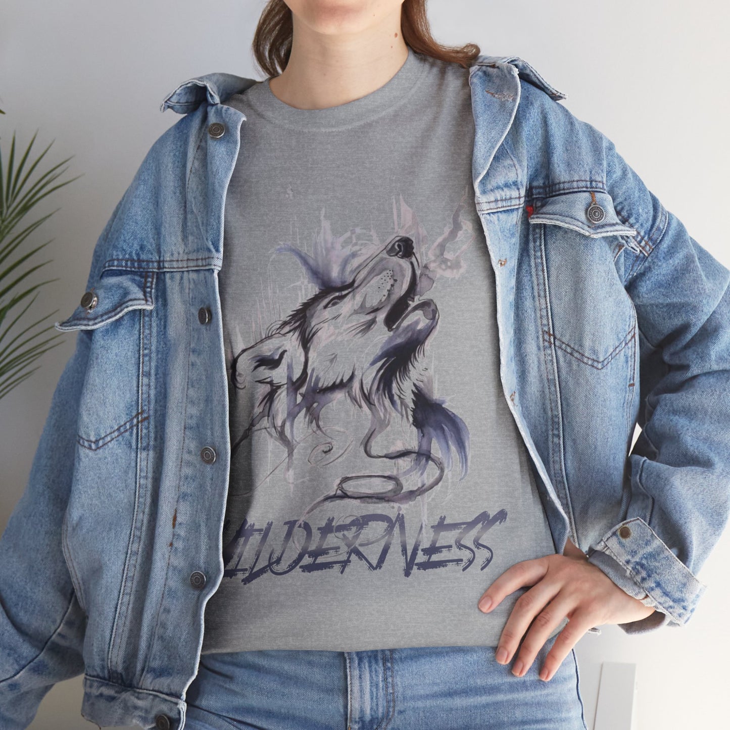 Wolf Design Wilderness Unisex Heavy Cotton Tee, Casual Gift, Men Women Nature Shirt