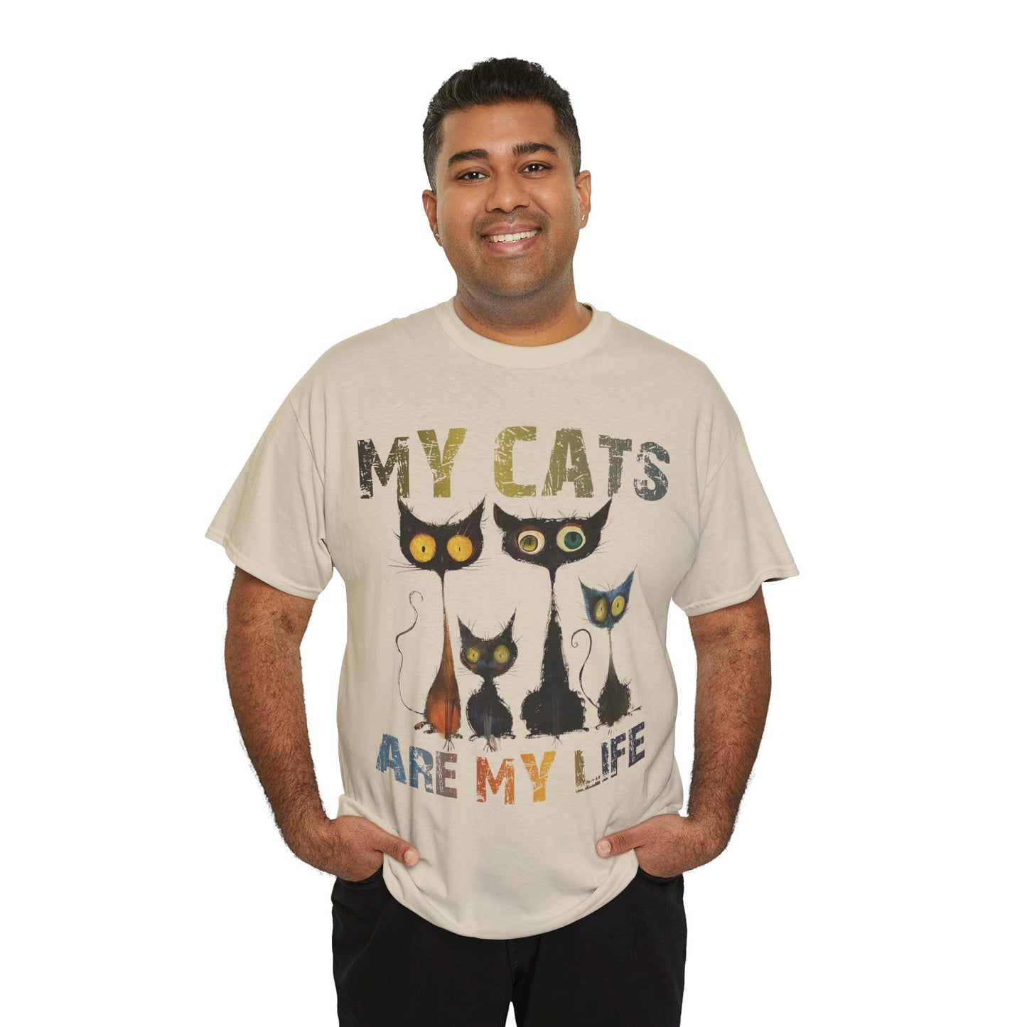 My Cats Unisex Tee, Natural Casual Gift for Him or Her, Cat Lover Tshirt, Funny Animal Shirt, Unisex Cotton Tee