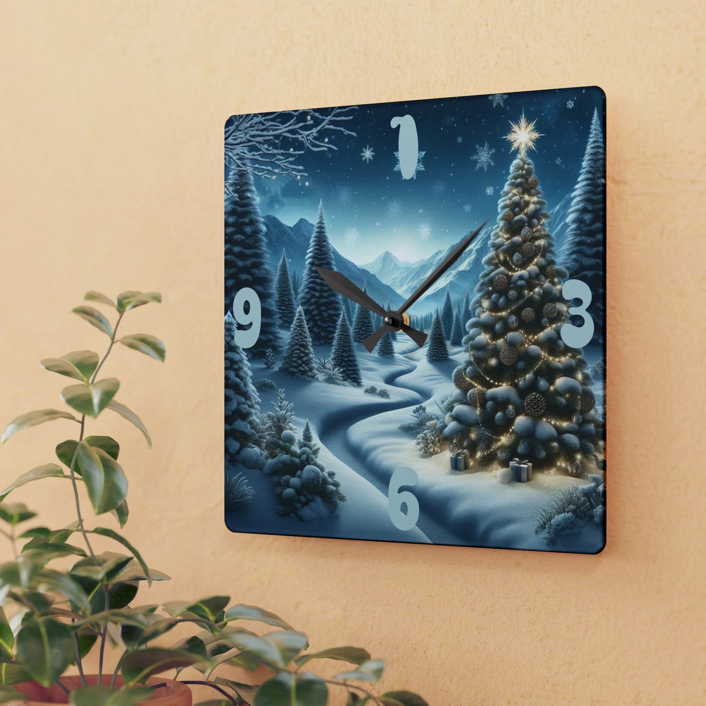 Reloj Navidad" - Acrylic Wall Clock, Christmas Decor, Gift, Home Decoration