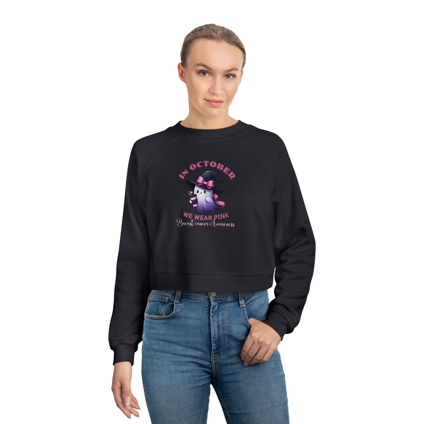 Cropped Sweatshirt Breast Cancer Awareness October Pink Pullover