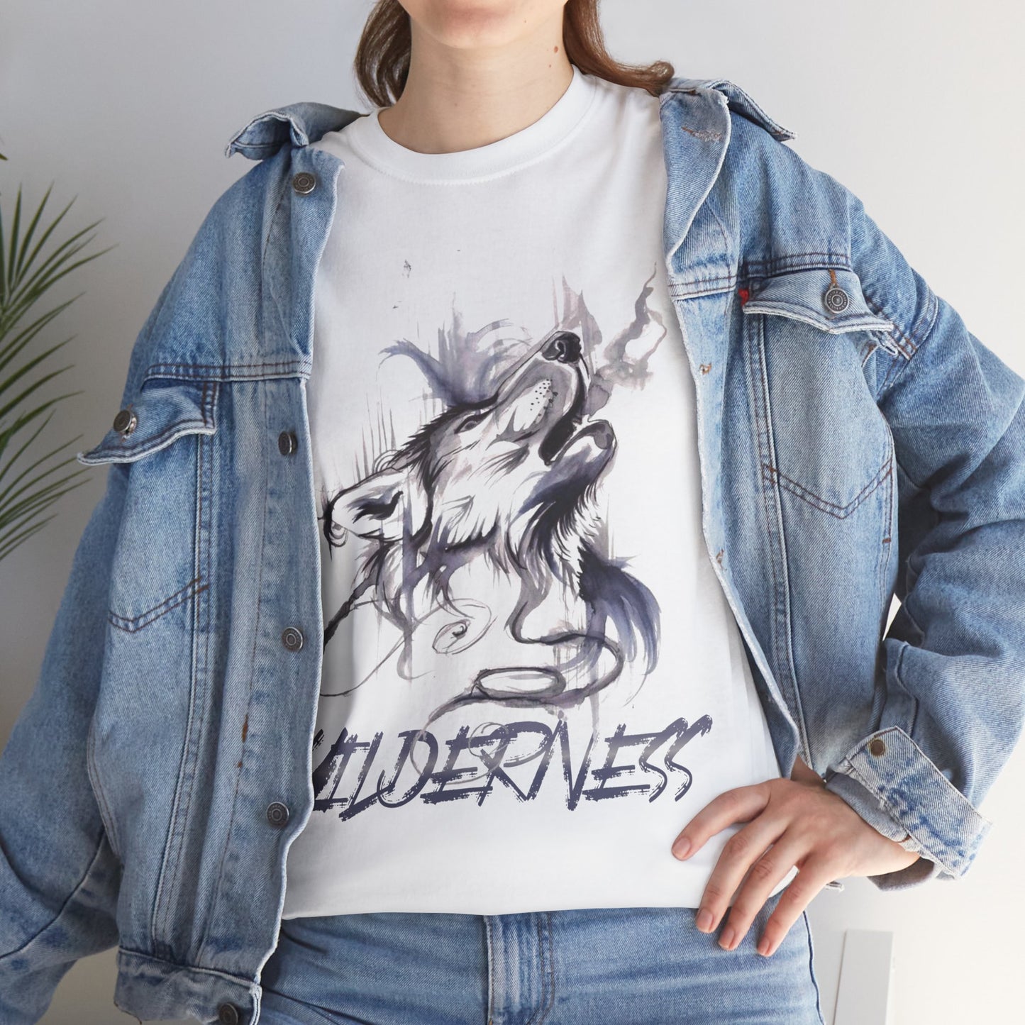 Wolf Design Wilderness Unisex Heavy Cotton Tee, Casual Gift, Men Women Nature Shirt