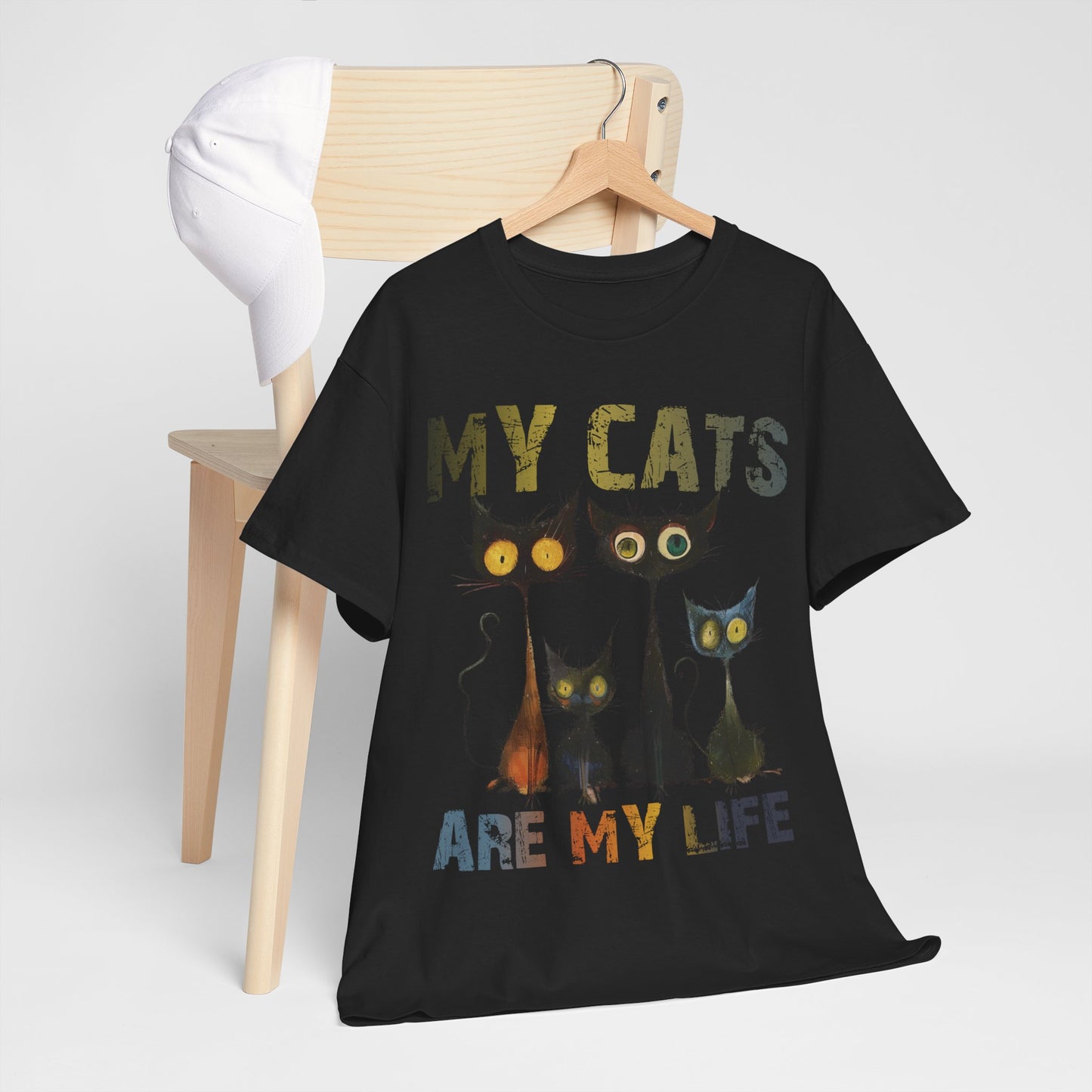 My Cats Unisex Tee, Natural Casual Gift for Him or Her, Cat Lover Tshirt, Funny Animal Shirt, Unisex Cotton Tee