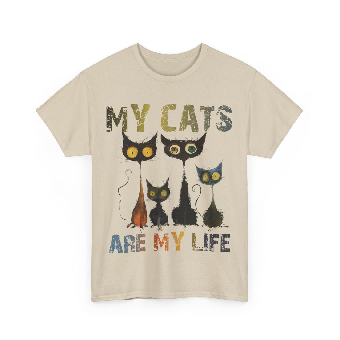 My Cats Unisex Tee, Natural Casual Gift for Him or Her, Cat Lover Tshirt, Funny Animal Shirt, Unisex Cotton Tee