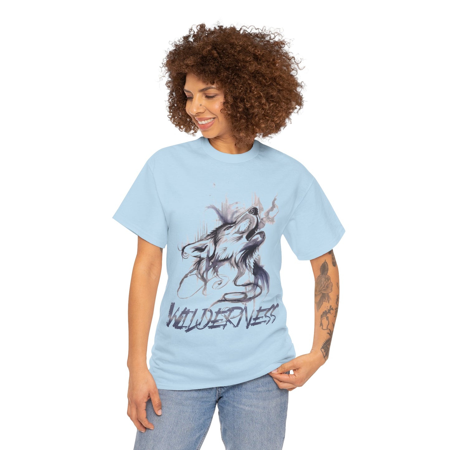 Wolf Design Wilderness Unisex Heavy Cotton Tee, Casual Gift, Men Women Nature Shirt