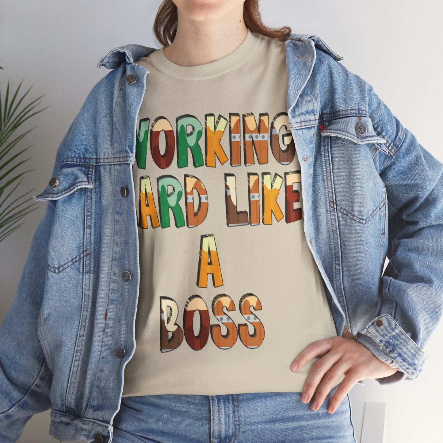 Boss Quote Unisex Heavy Cotton Tee, Working Hard Like a Boss, Unisex Tee, Graphic Tee, Funny Tee, Hispanic Boss Shirt