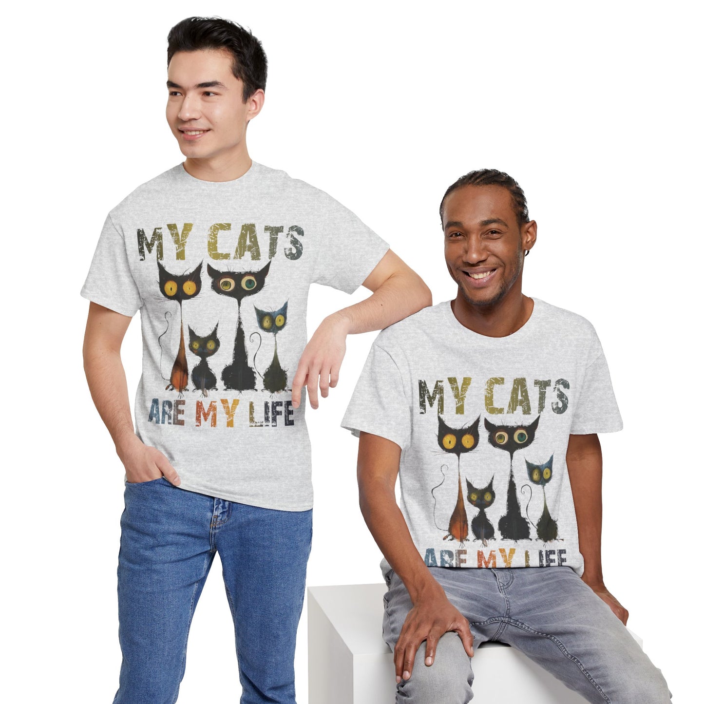 My Cats Unisex Tee, Natural Casual Gift for Him or Her, Cat Lover Tshirt, Funny Animal Shirt, Unisex Cotton Tee