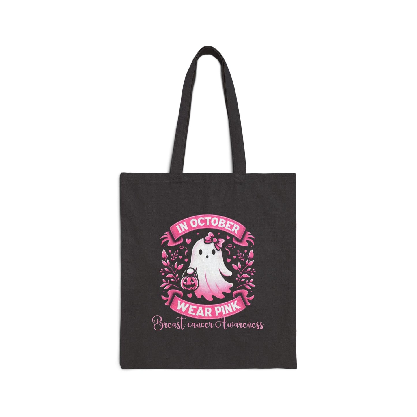 Cotton Canvas Tote Bag, Pink Tote Bags - Breast Cancer Awareness