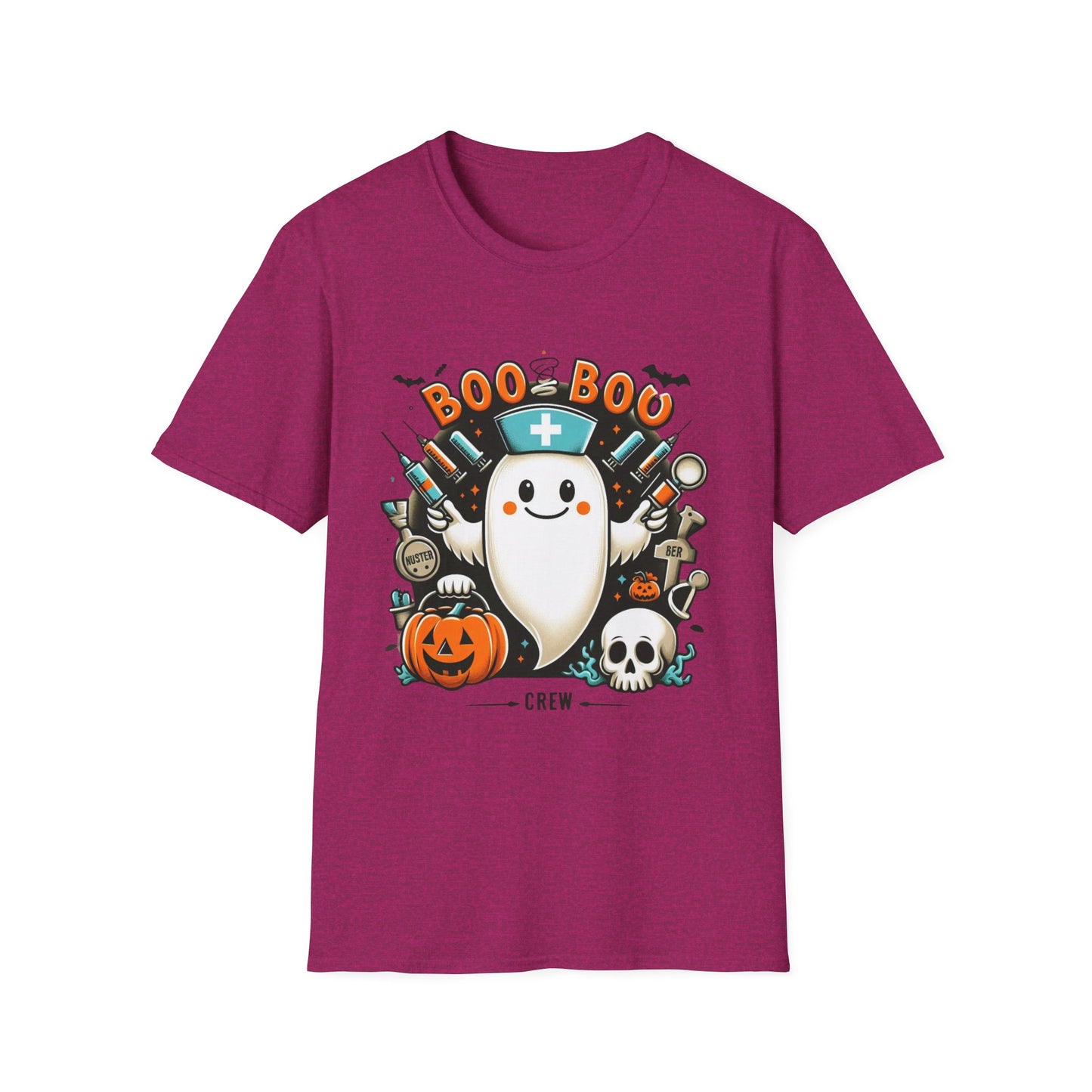 Unisex Softstyle T-Shirt, Camiseta Unisex Softstyle de Halloween con Enfermera Fantasmita – Ideal para Celebraciones Espeluznantes”, Shirt halloween