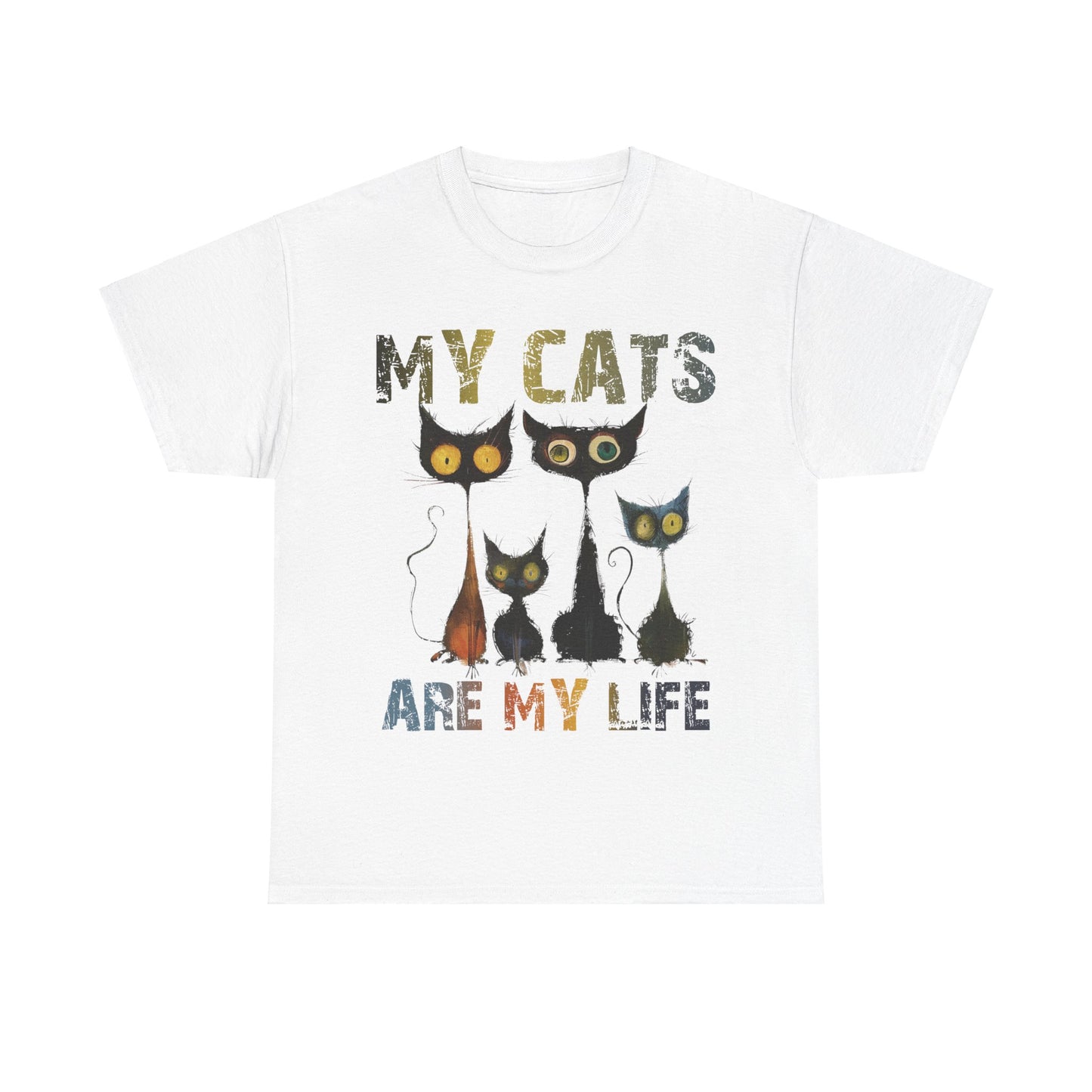 My Cats Unisex Tee, Natural Casual Gift for Him or Her, Cat Lover Tshirt, Funny Animal Shirt, Unisex Cotton Tee