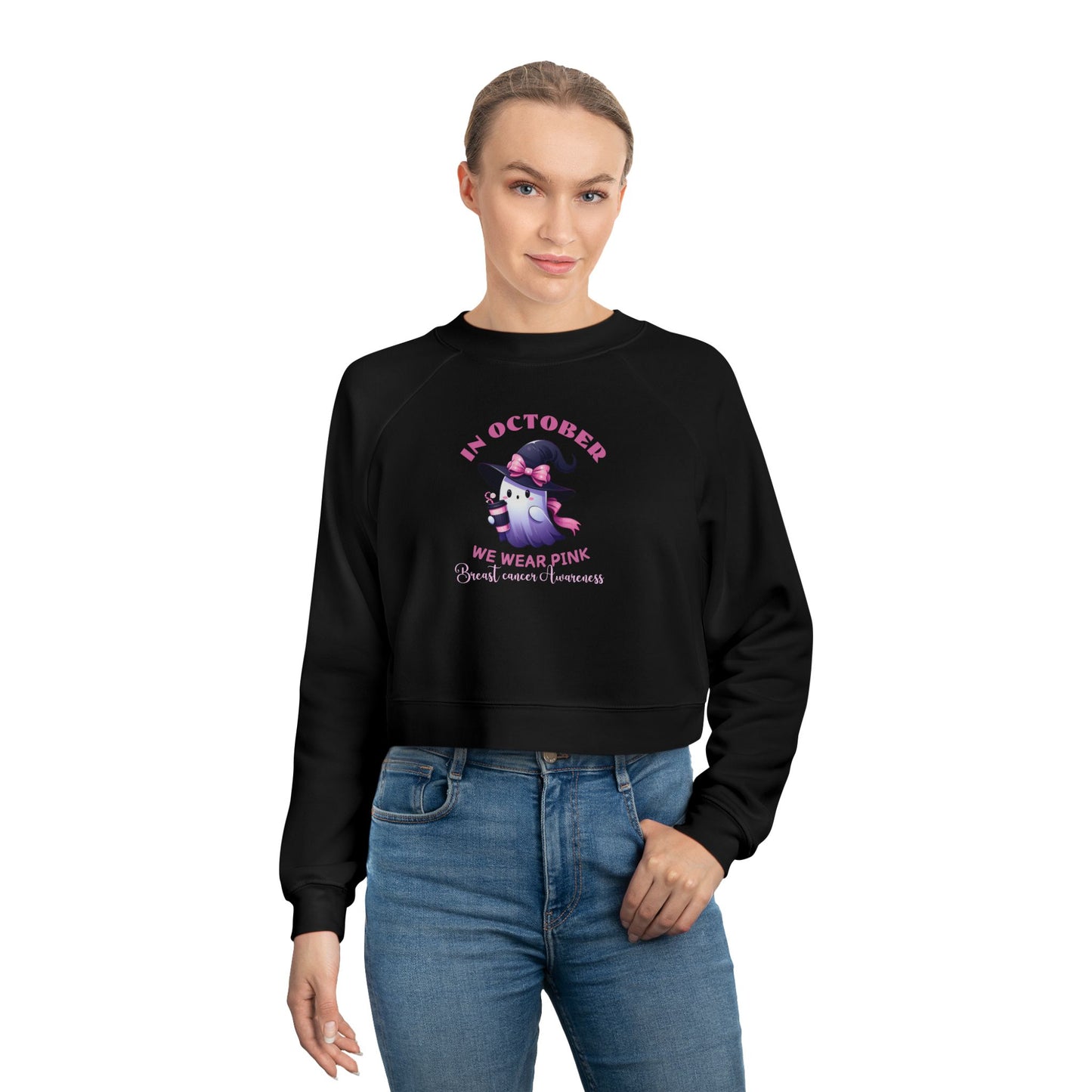 Cropped Sweatshirt Breast Cancer Awareness October Pink Pullover