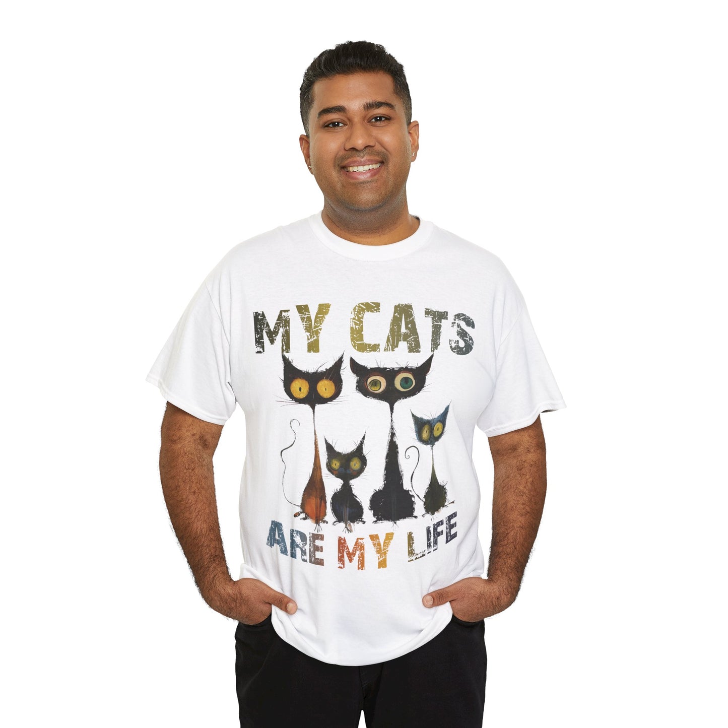 My Cats Unisex Tee, Natural Casual Gift for Him or Her, Cat Lover Tshirt, Funny Animal Shirt, Unisex Cotton Tee