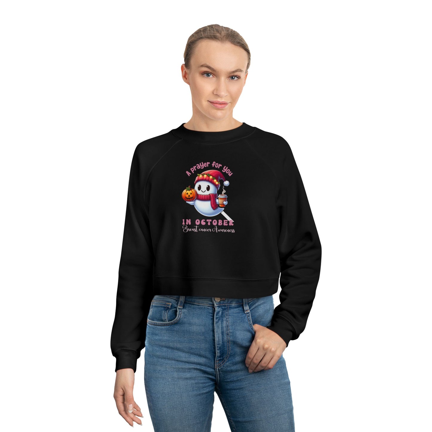 Cropped Sweatshirt Breast Cancer Awareness October Pink Pullover