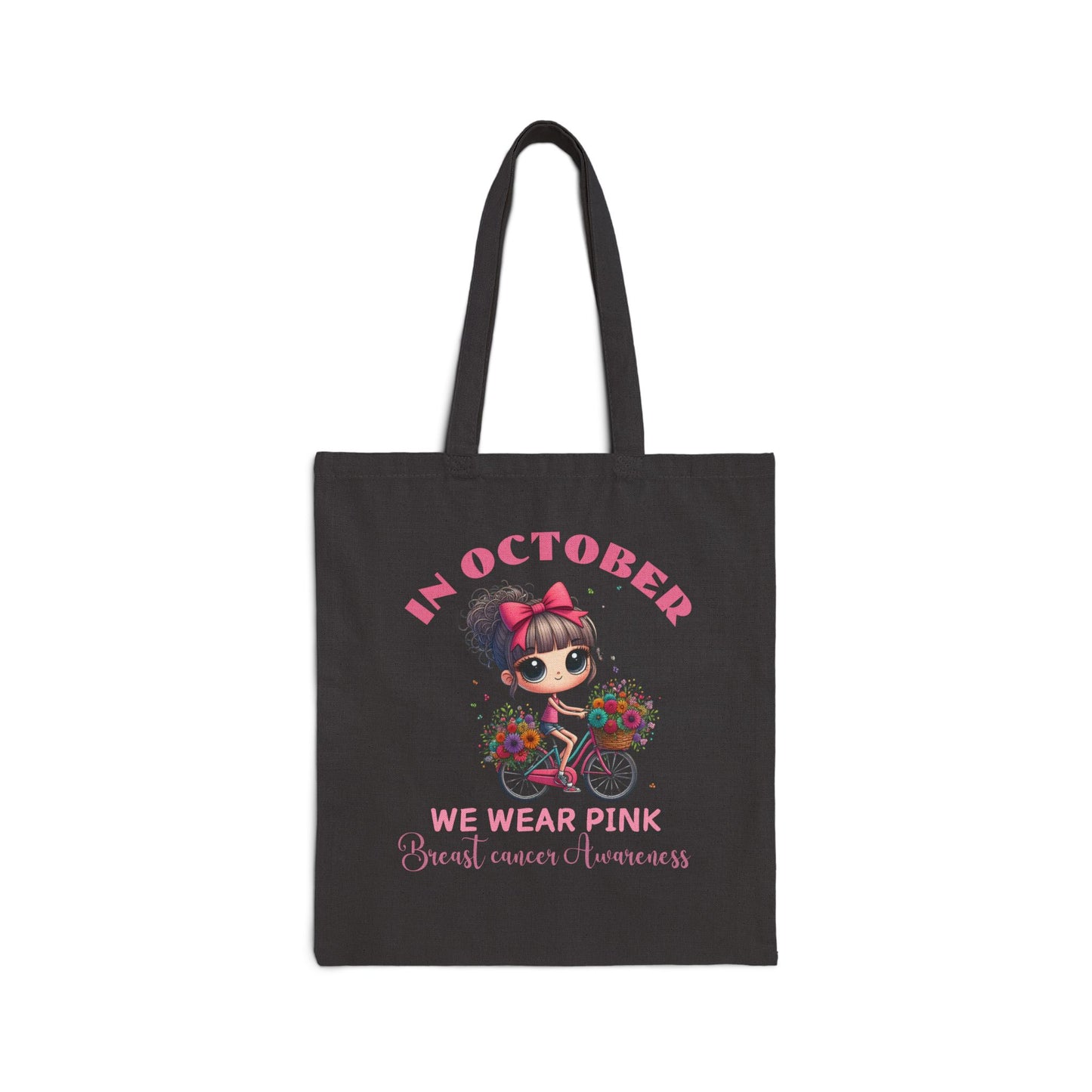 Cotton Canvas Tote Bag, Pink Tote Bags - Breast Cancer Awareness