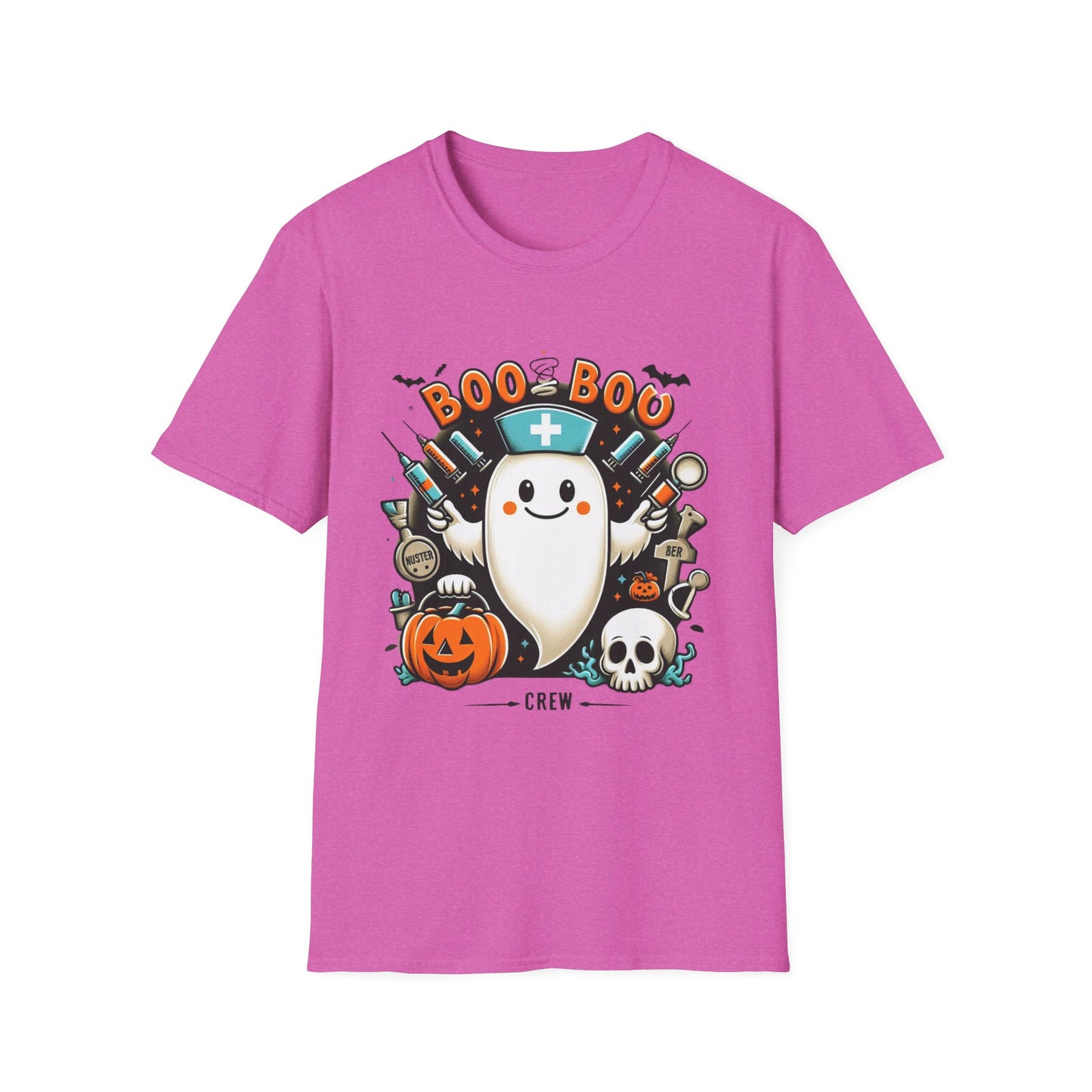 Unisex Softstyle T-Shirt, Camiseta Unisex Softstyle de Halloween con Enfermera Fantasmita – Ideal para Celebraciones Espeluznantes”, Shirt halloween