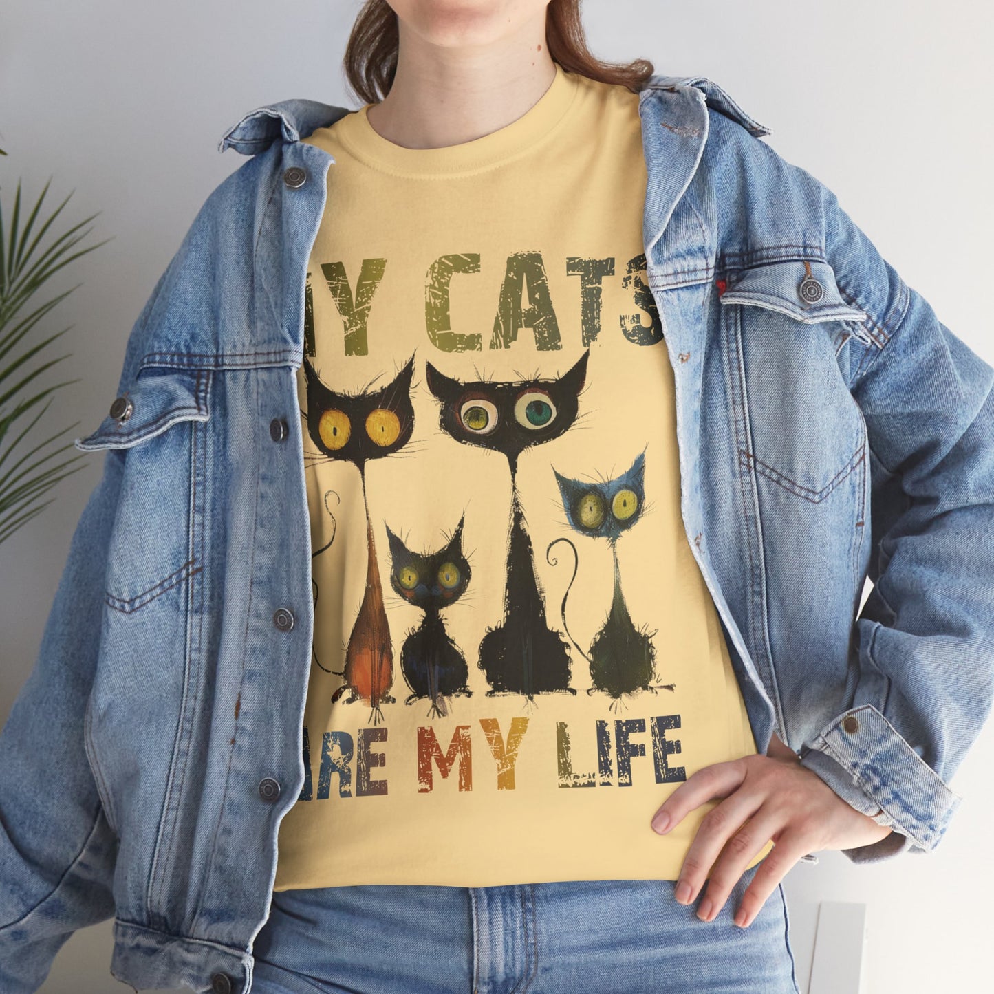 My Cats Unisex Tee, Natural Casual Gift for Him or Her, Cat Lover Tshirt, Funny Animal Shirt, Unisex Cotton Tee