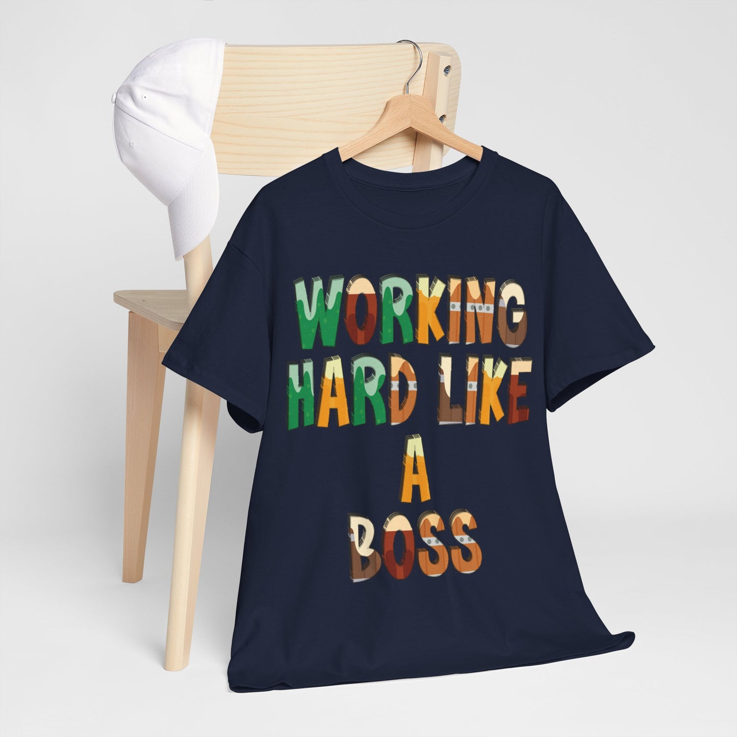 Boss Quote Unisex Heavy Cotton Tee, Working Hard Like a Boss, Unisex Tee, Graphic Tee, Funny Tee, Hispanic Boss Shirt