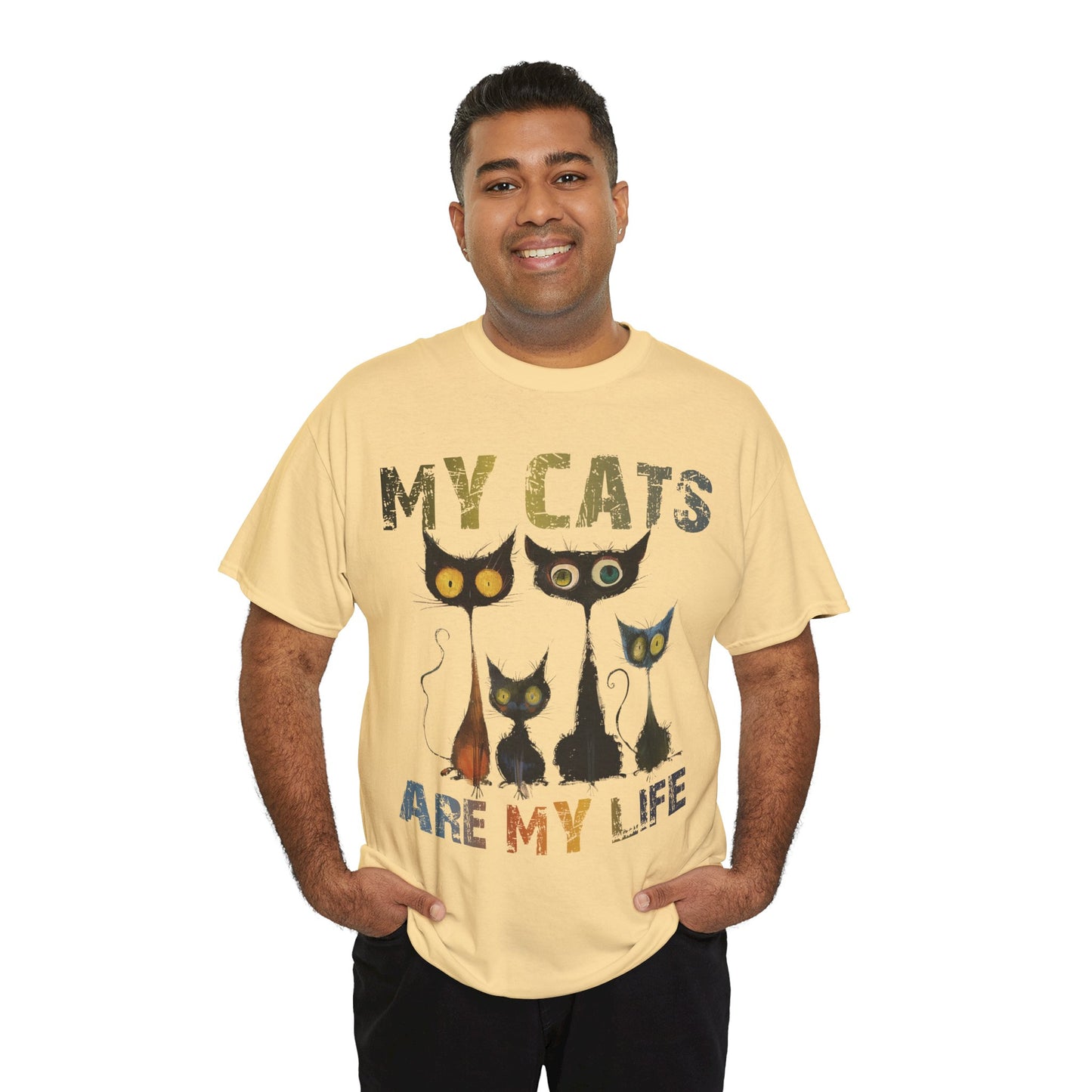 My Cats Unisex Tee, Natural Casual Gift for Him or Her, Cat Lover Tshirt, Funny Animal Shirt, Unisex Cotton Tee