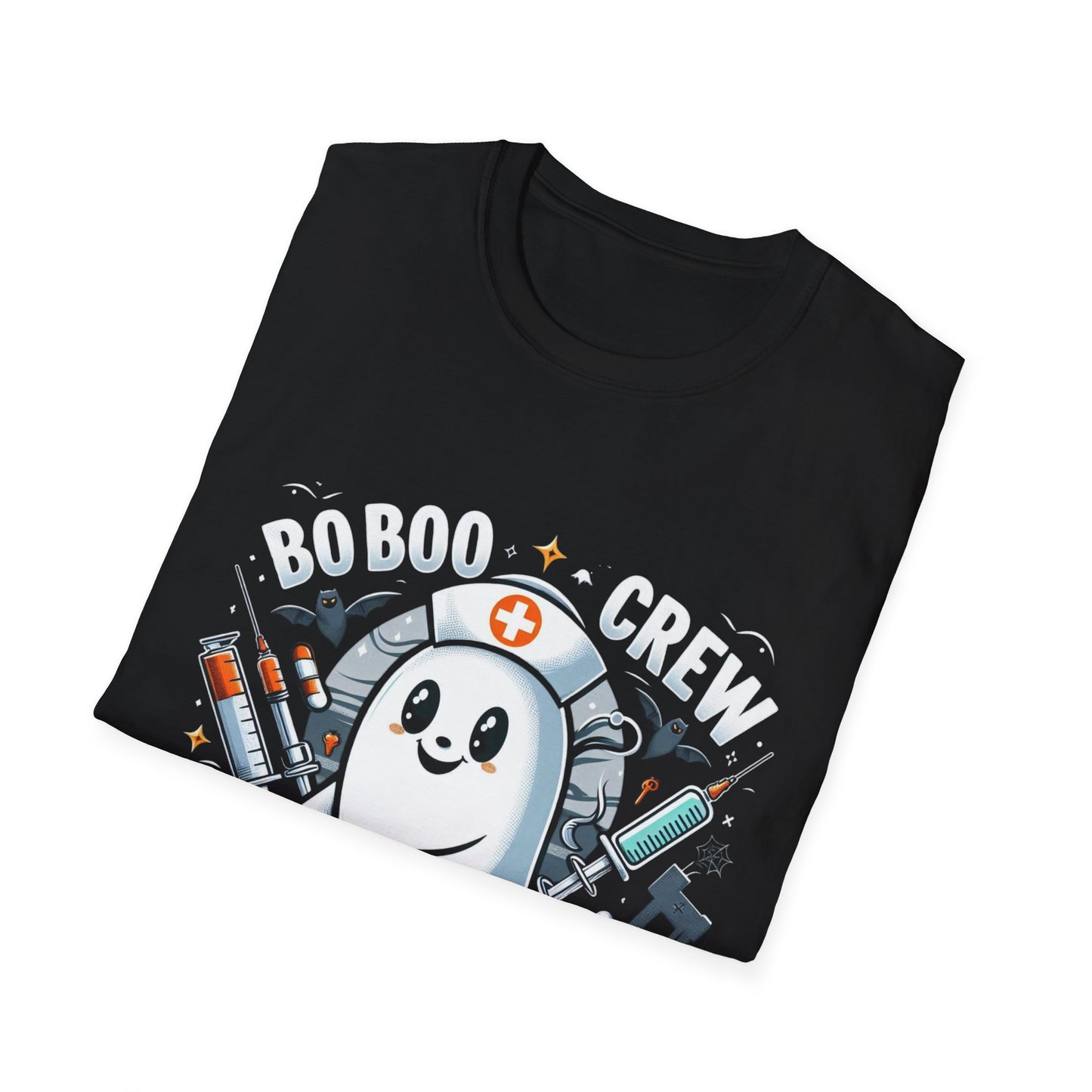 Unisex Softstyle T-Shirt, Camiseta Unisex Softstyle de Halloween con Enfermera Fantasmita, Ideal para Celebraciones Espeluznantes, Shirt halloween