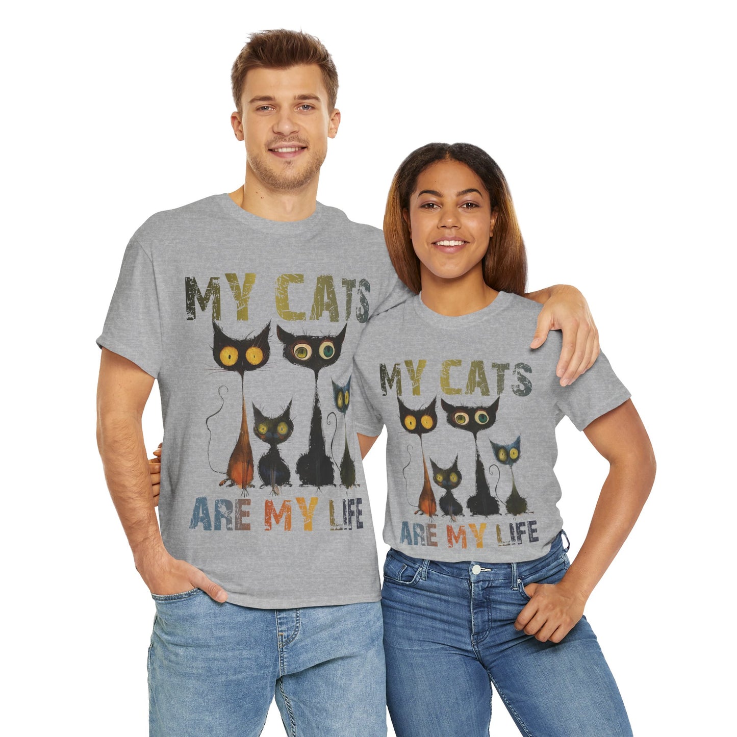 My Cats Unisex Tee, Natural Casual Gift for Him or Her, Cat Lover Tshirt, Funny Animal Shirt, Unisex Cotton Tee