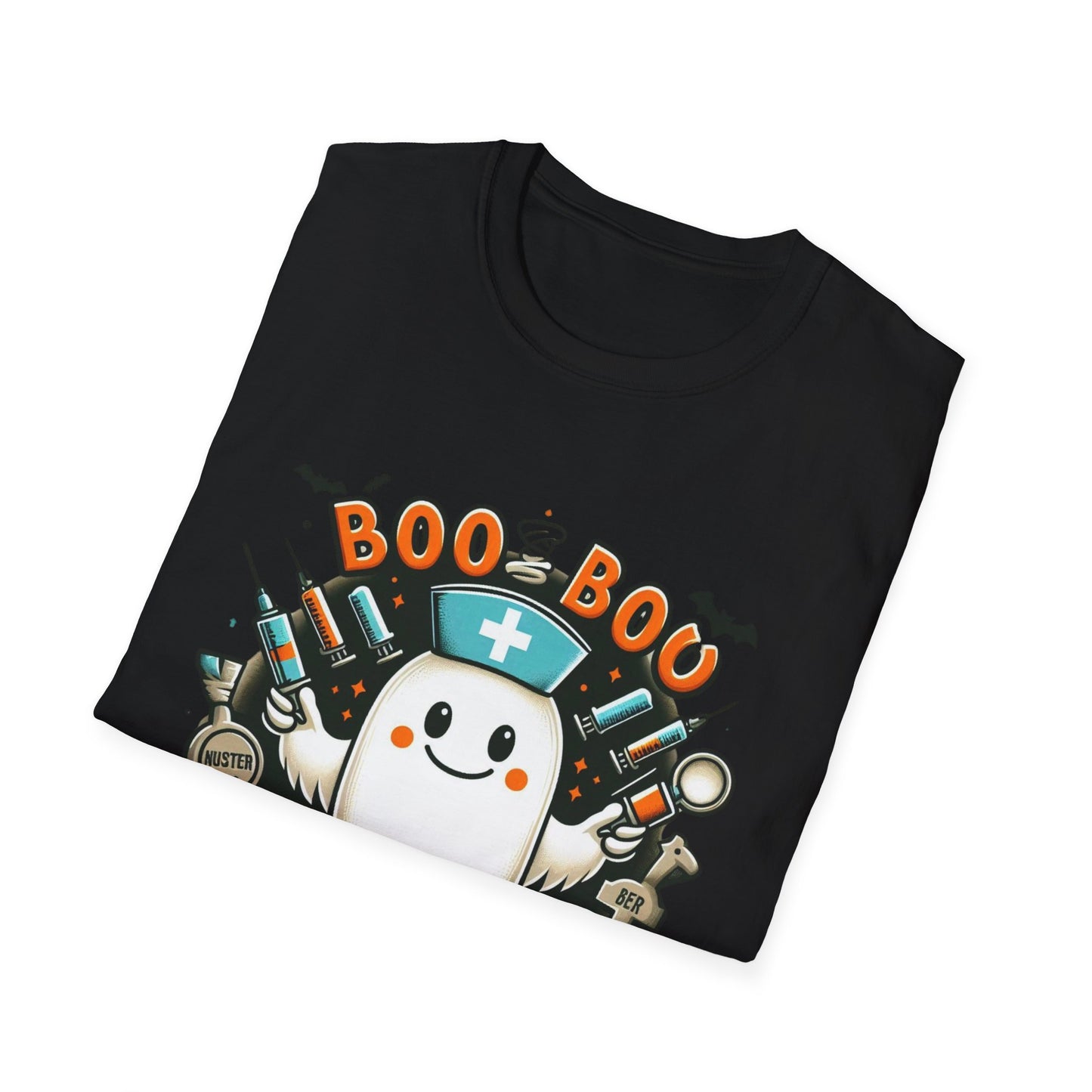 Unisex Softstyle T-Shirt, Camiseta Unisex Softstyle de Halloween con Enfermera Fantasmita – Ideal para Celebraciones Espeluznantes”, Shirt halloween