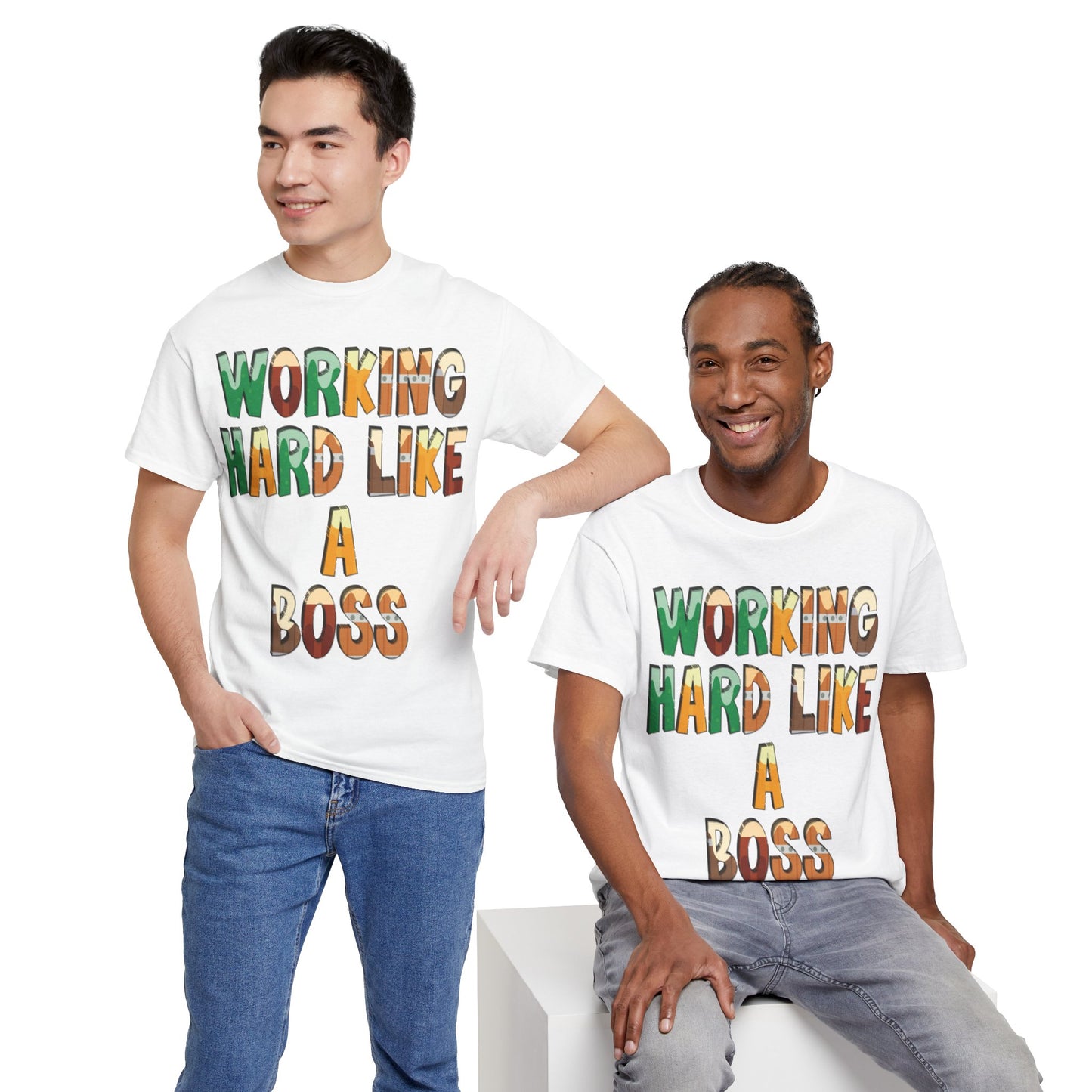 Boss Quote Unisex Heavy Cotton Tee, Working Hard Like a Boss, Unisex Tee, Graphic Tee, Funny Tee, Hispanic Boss Shirt