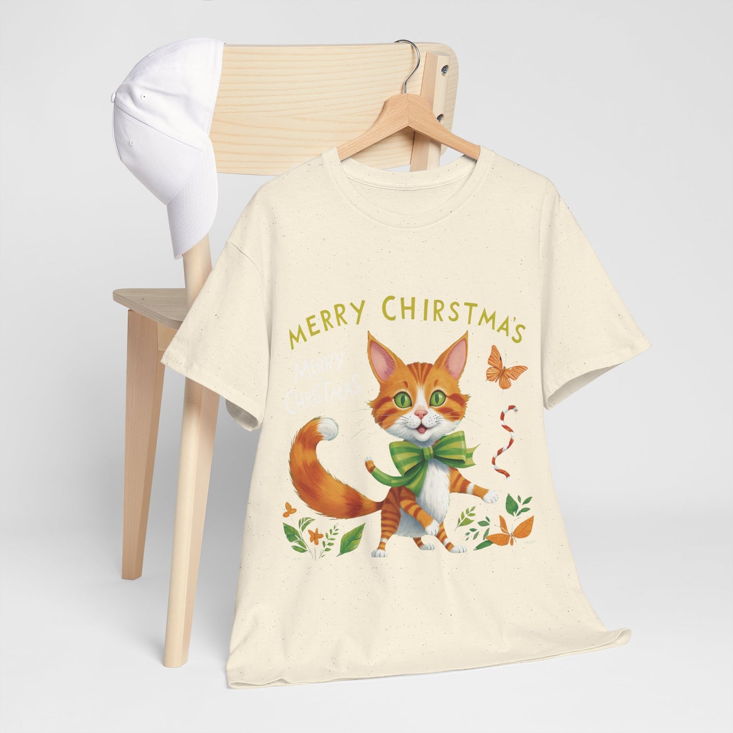 Unisex Heavy Cotton Tee - Gato Navidad