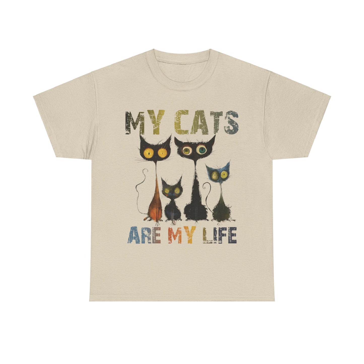 My Cats Unisex Tee, Natural Casual Gift for Him or Her, Cat Lover Tshirt, Funny Animal Shirt, Unisex Cotton Tee