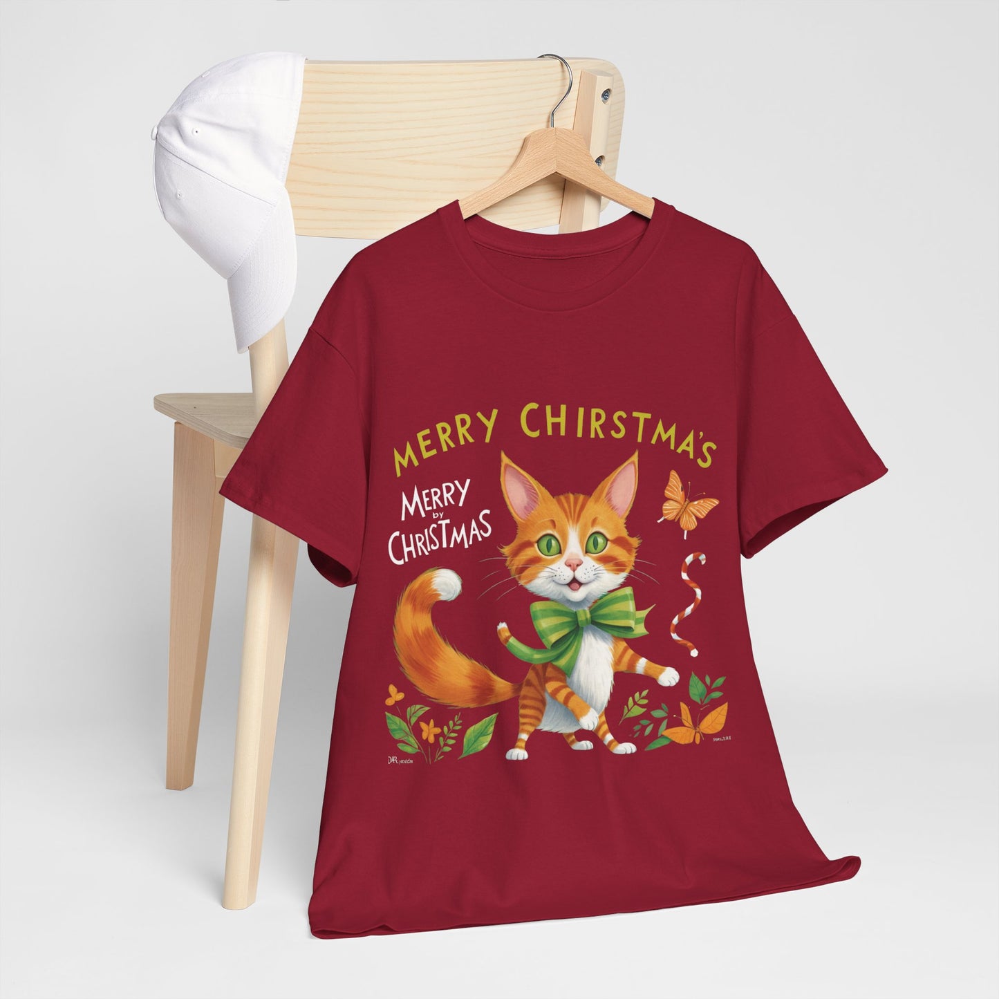 Unisex Heavy Cotton Tee - Gato Navidad