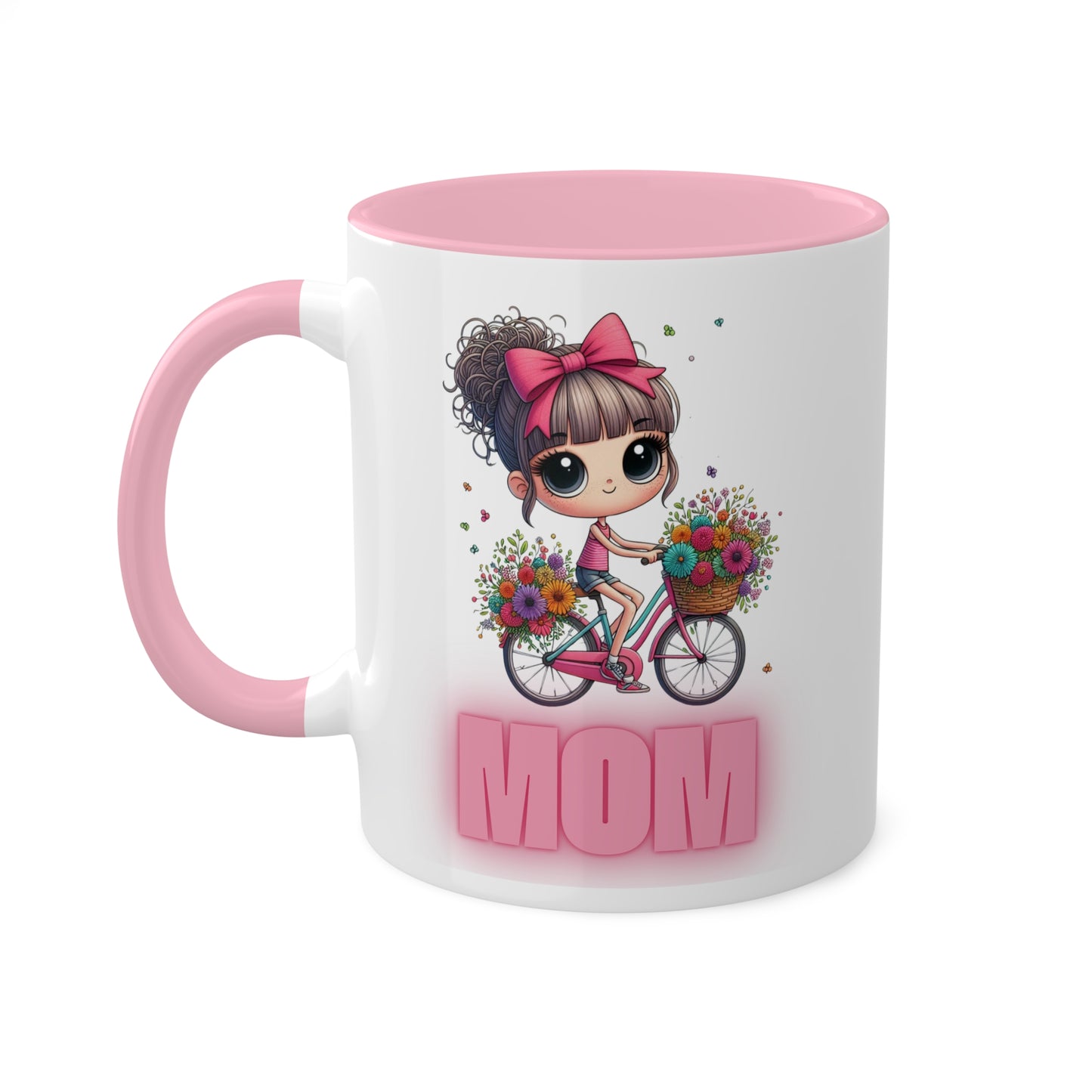 Colorful Mugs, 11oz, Bike Mom Mug – Perfect for Cycling Enthusiasts, Cycling Queen Mug – For Moms on Two Wheels