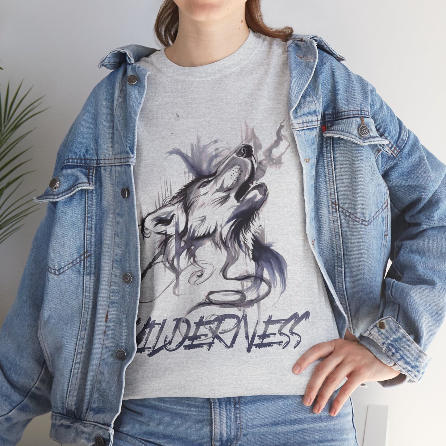 Wolf Design Wilderness Unisex Heavy Cotton Tee, Casual Gift, Men Women Nature Shirt