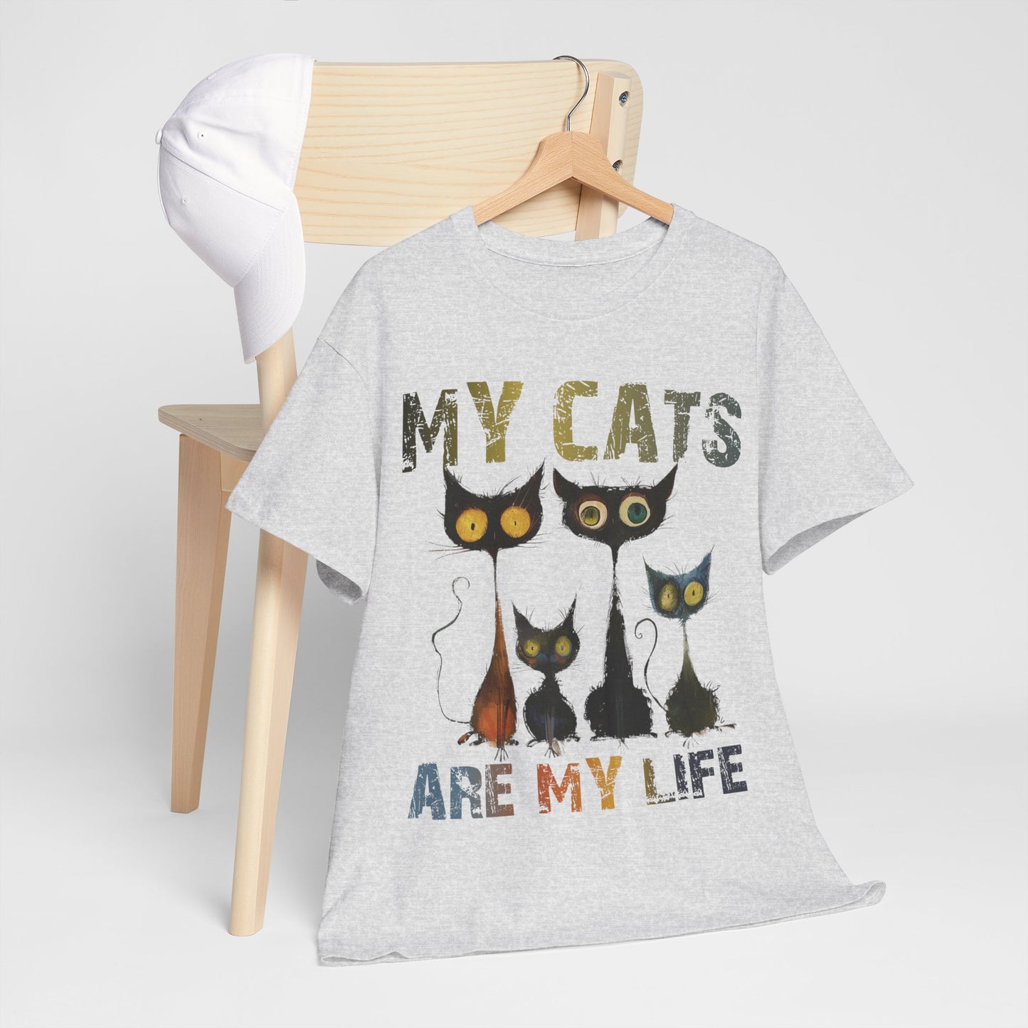 My Cats Unisex Tee, Natural Casual Gift for Him or Her, Cat Lover Tshirt, Funny Animal Shirt, Unisex Cotton Tee