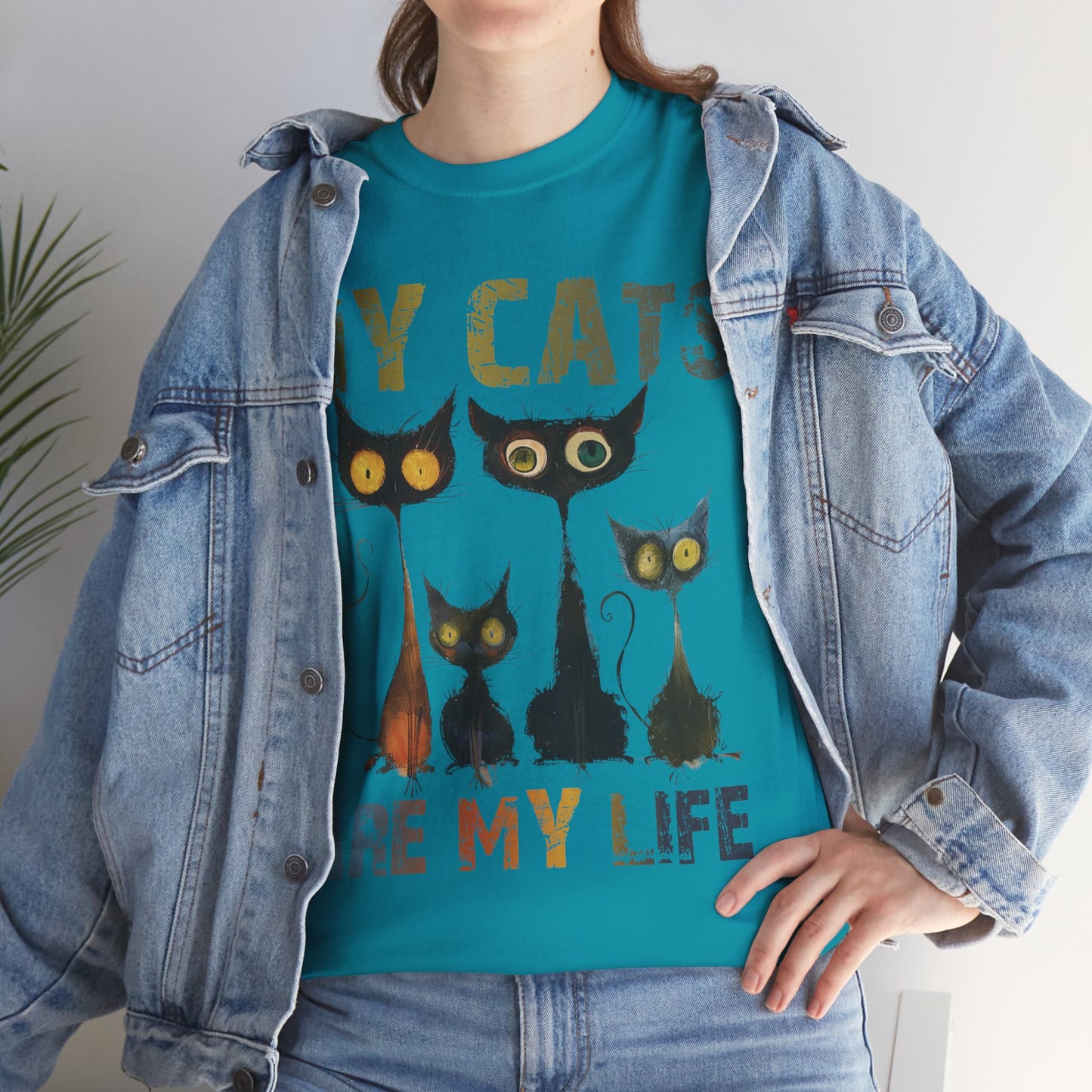 My Cats Unisex Tee, Natural Casual Gift for Him or Her, Cat Lover Tshirt, Funny Animal Shirt, Unisex Cotton Tee