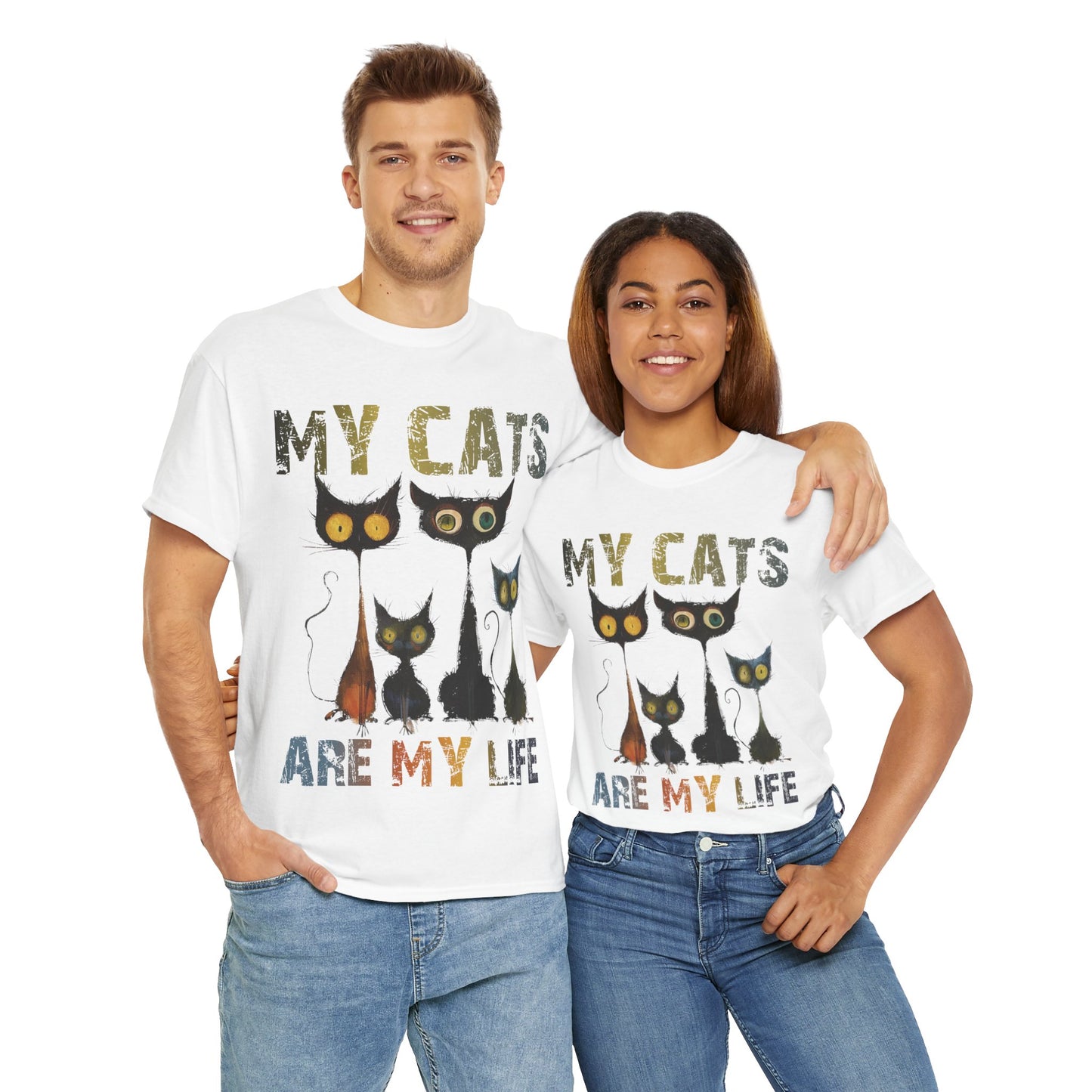 My Cats Unisex Tee, Natural Casual Gift for Him or Her, Cat Lover Tshirt, Funny Animal Shirt, Unisex Cotton Tee