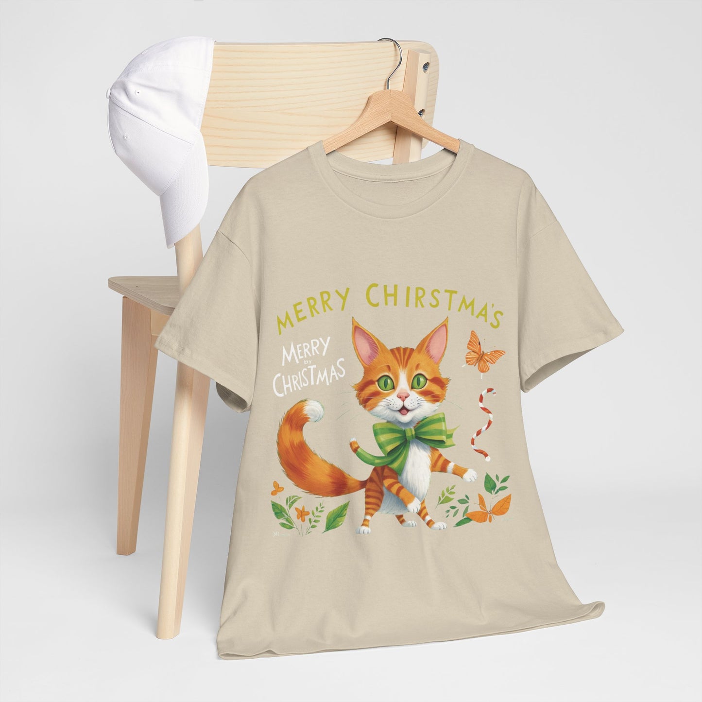 Unisex Heavy Cotton Tee - Gato Navidad