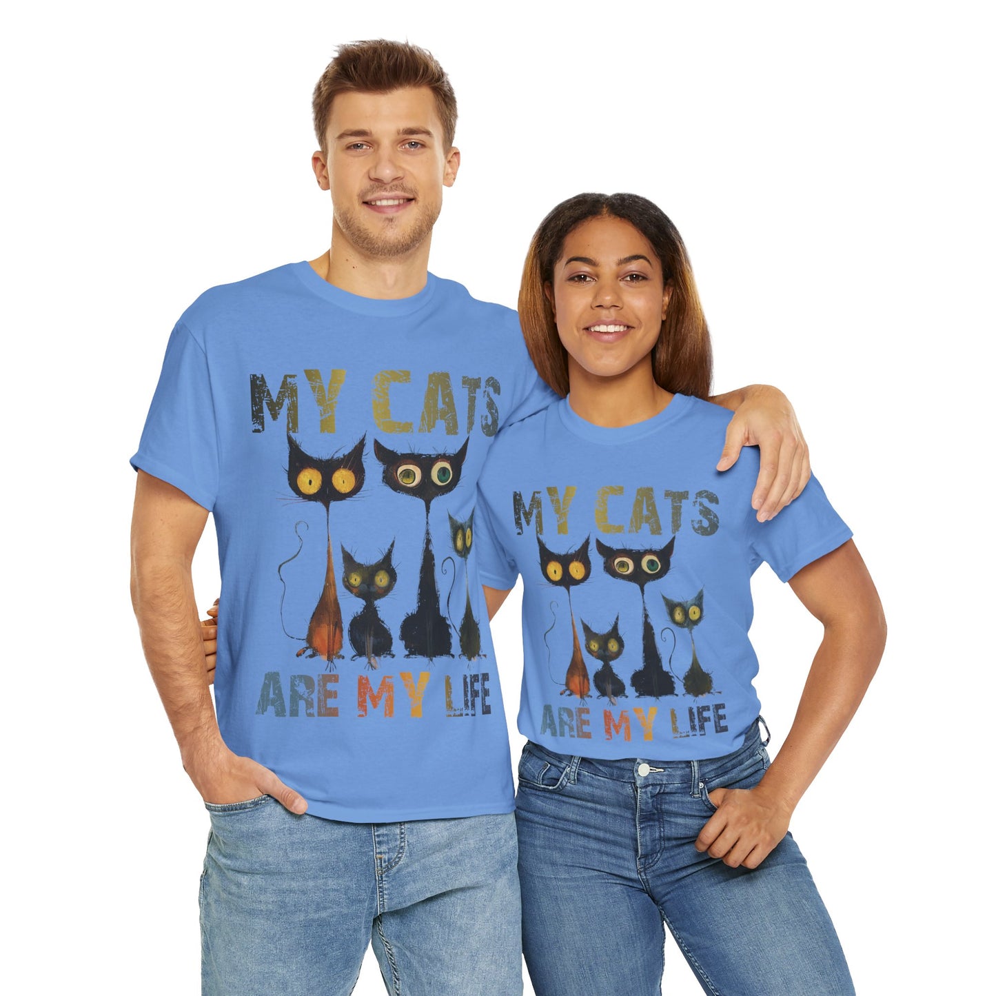 My Cats Unisex Tee, Natural Casual Gift for Him or Her, Cat Lover Tshirt, Funny Animal Shirt, Unisex Cotton Tee