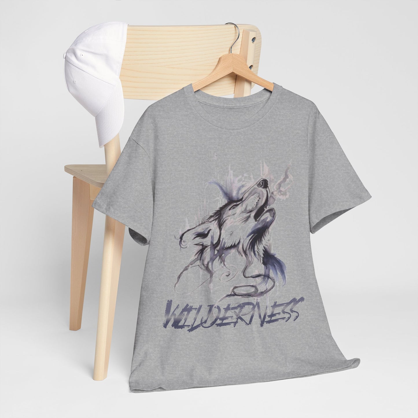 Wolf Design Wilderness Unisex Heavy Cotton Tee, Casual Gift, Men Women Nature Shirt