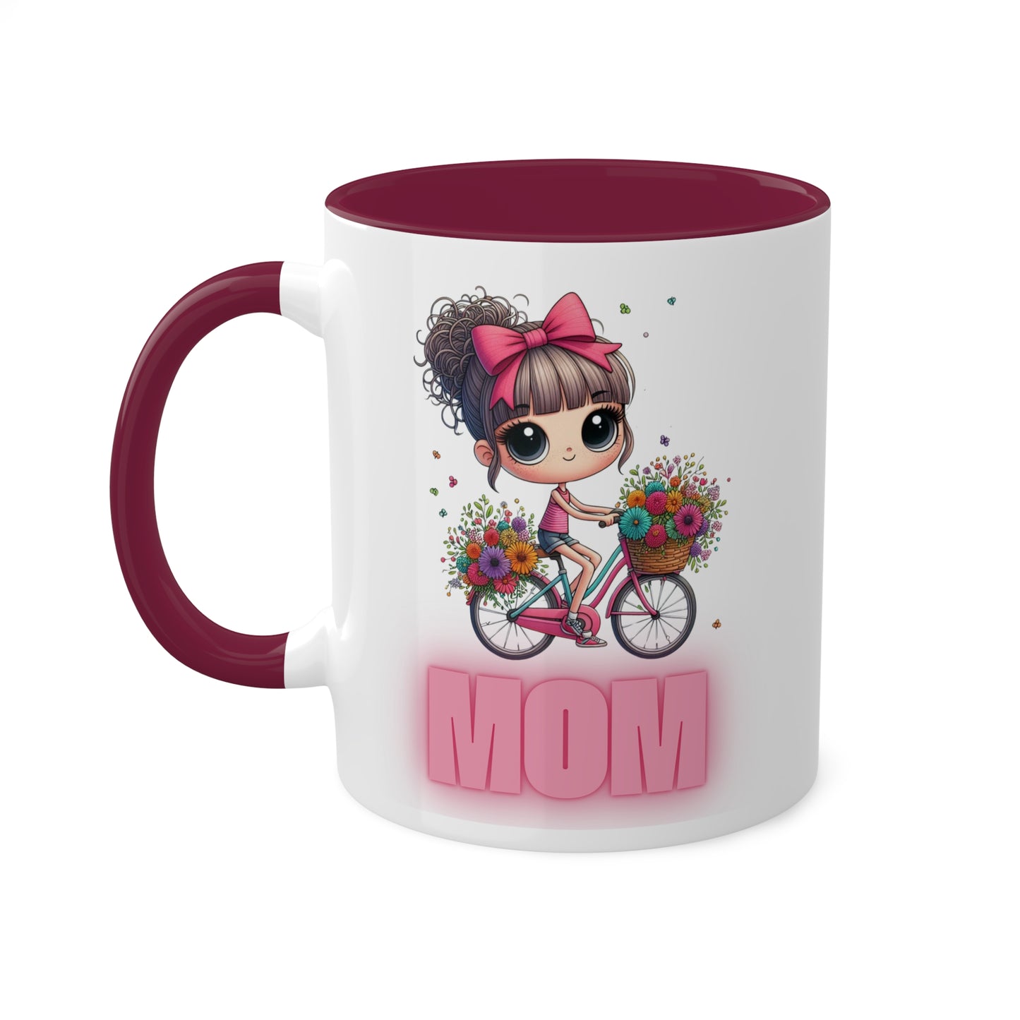 Colorful Mugs, 11oz, Bike Mom Mug – Perfect for Cycling Enthusiasts, Cycling Queen Mug – For Moms on Two Wheels