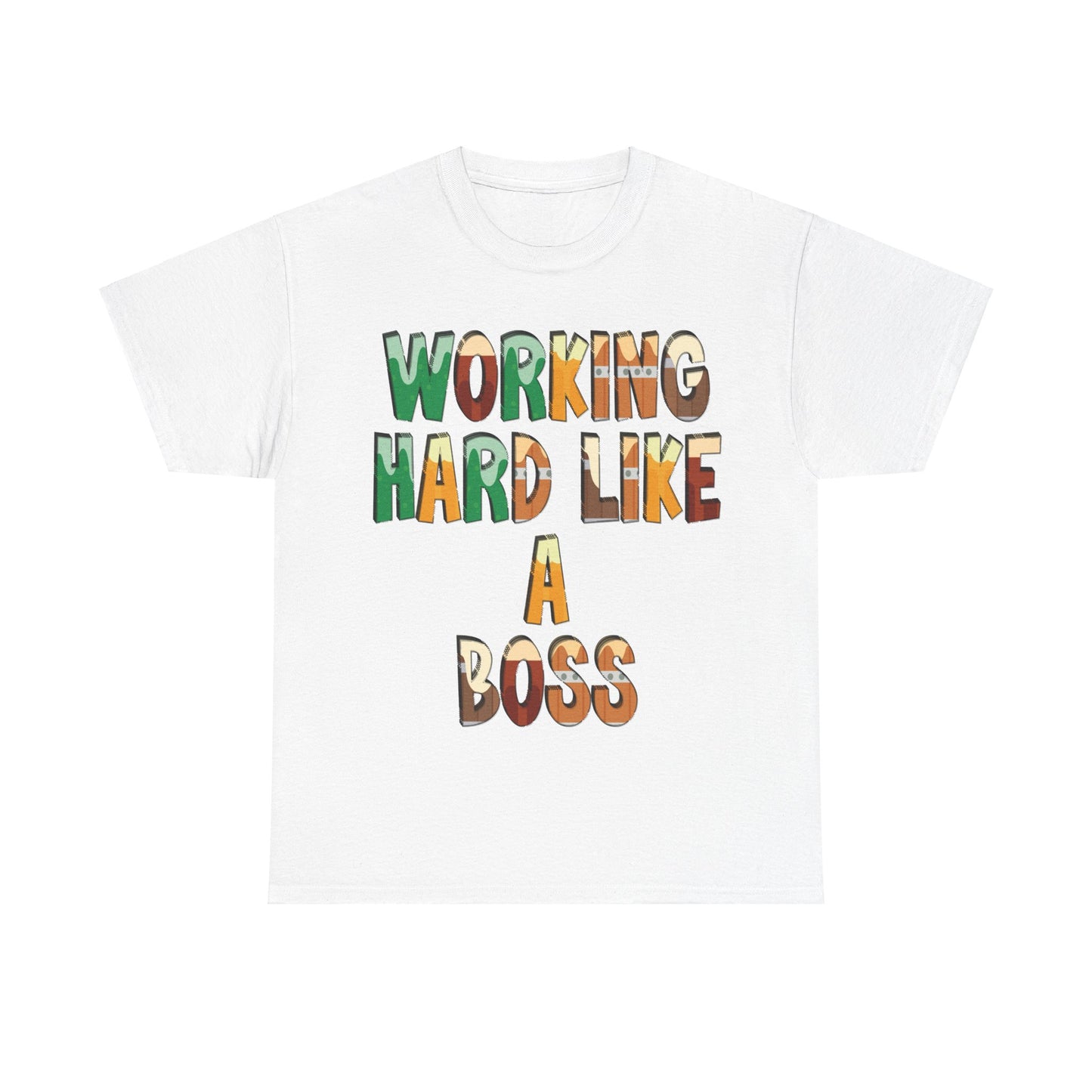 Boss Quote Unisex Heavy Cotton Tee, Working Hard Like a Boss, Unisex Tee, Graphic Tee, Funny Tee, Hispanic Boss Shirt