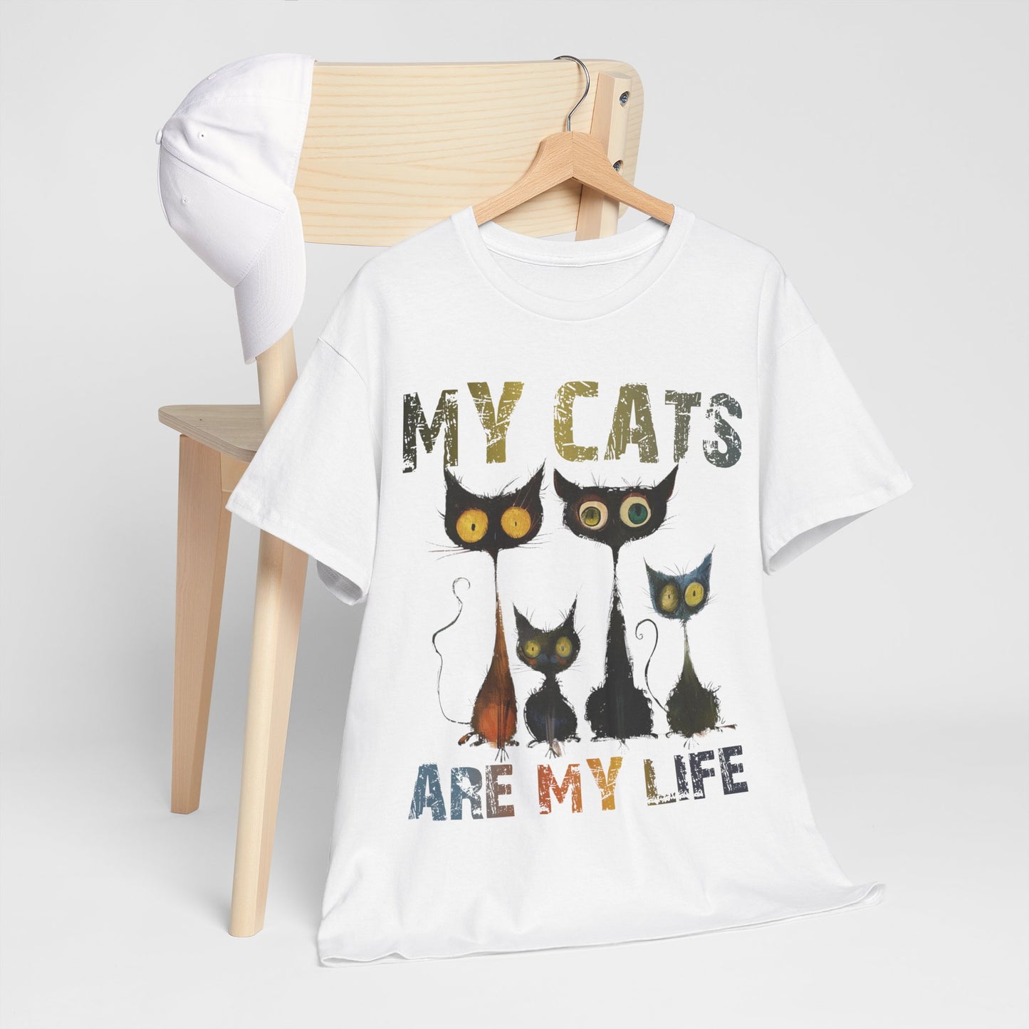 My Cats Unisex Tee, Natural Casual Gift for Him or Her, Cat Lover Tshirt, Funny Animal Shirt, Unisex Cotton Tee