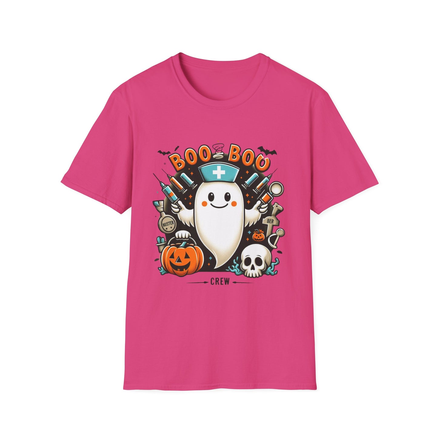 Unisex Softstyle T-Shirt, Camiseta Unisex Softstyle de Halloween con Enfermera Fantasmita – Ideal para Celebraciones Espeluznantes”, Shirt halloween