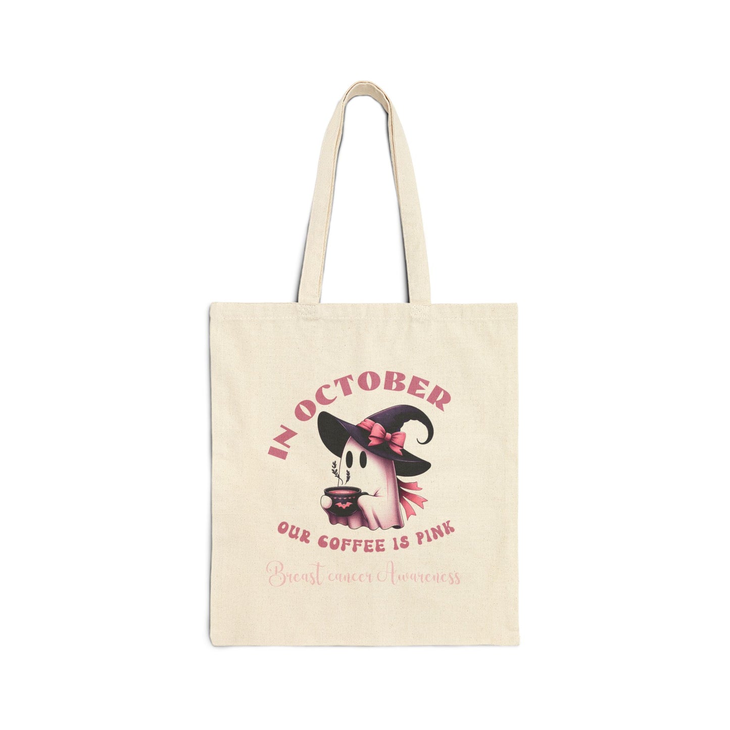 Cotton Canvas Tote Bag, Pink Tote Bags - Breast Cancer Awareness