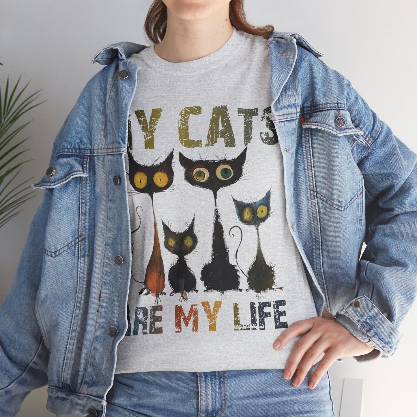 My Cats Unisex Tee, Natural Casual Gift for Him or Her, Cat Lover Tshirt, Funny Animal Shirt, Unisex Cotton Tee