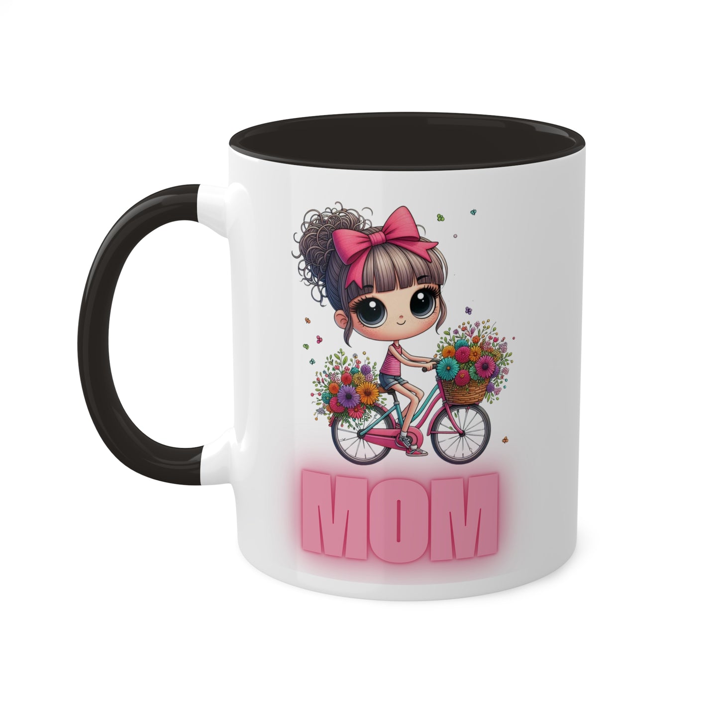 Colorful Mugs, 11oz, Bike Mom Mug – Perfect for Cycling Enthusiasts, Cycling Queen Mug – For Moms on Two Wheels