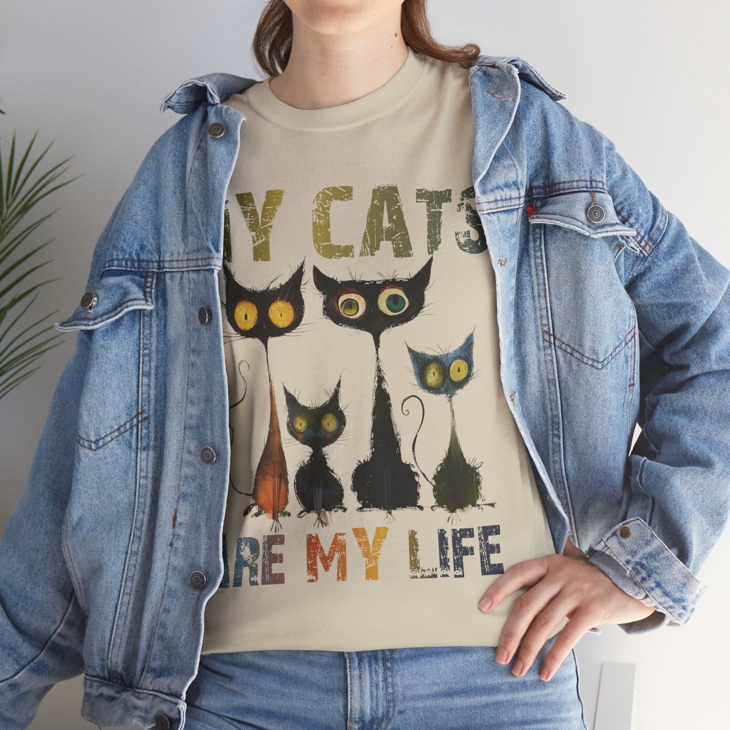 My Cats Unisex Tee, Natural Casual Gift for Him or Her, Cat Lover Tshirt, Funny Animal Shirt, Unisex Cotton Tee