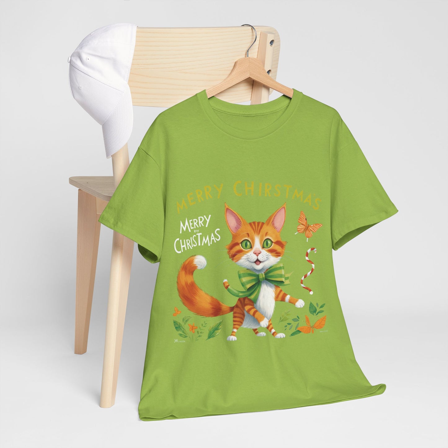 Unisex Heavy Cotton Tee - Gato Navidad