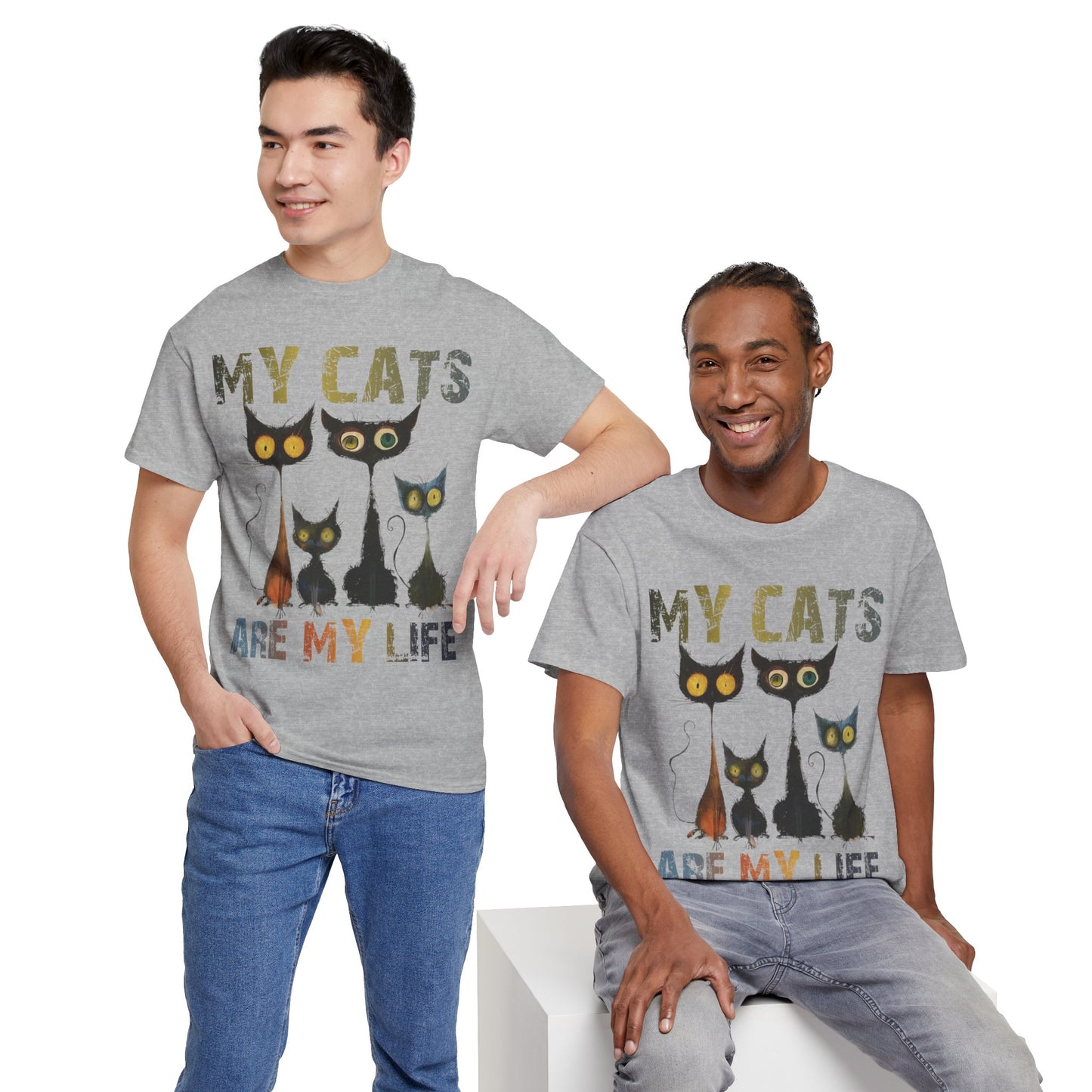 My Cats Unisex Tee, Natural Casual Gift for Him or Her, Cat Lover Tshirt, Funny Animal Shirt, Unisex Cotton Tee