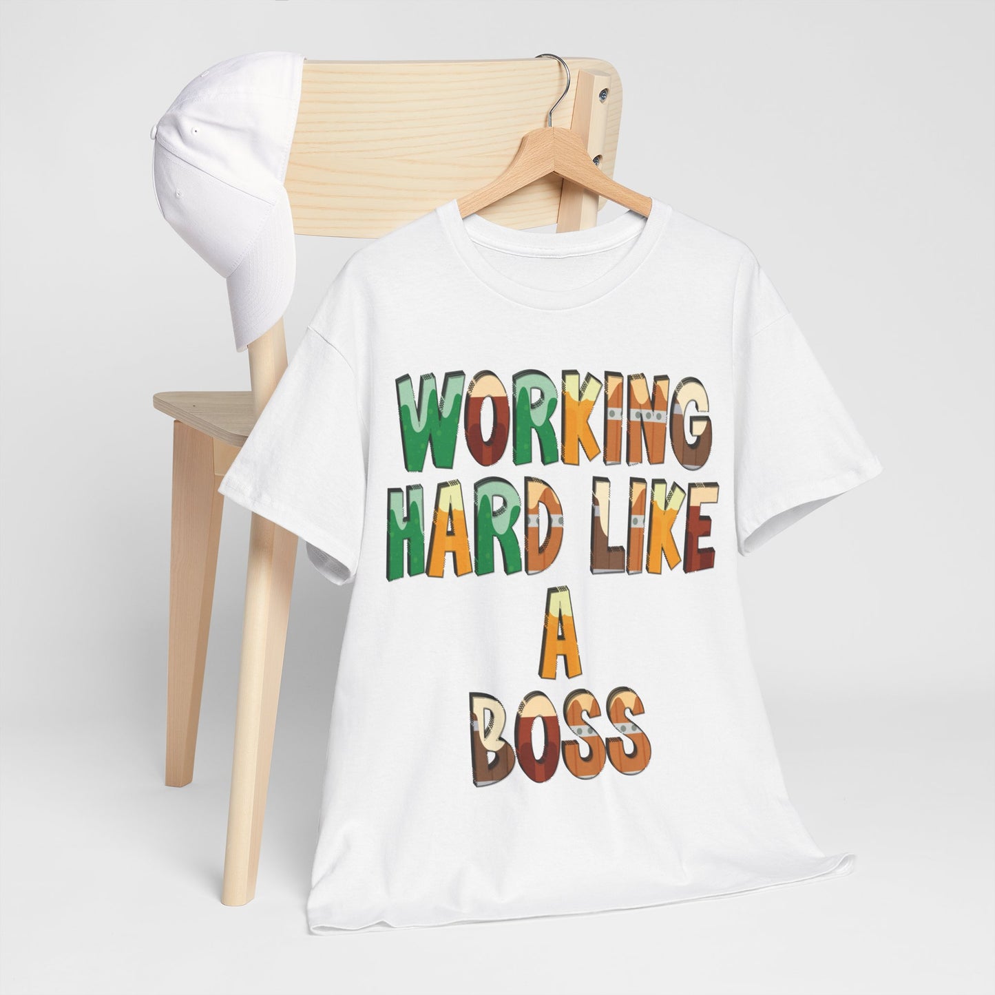 Boss Quote Unisex Heavy Cotton Tee, Working Hard Like a Boss, Unisex Tee, Graphic Tee, Funny Tee, Hispanic Boss Shirt