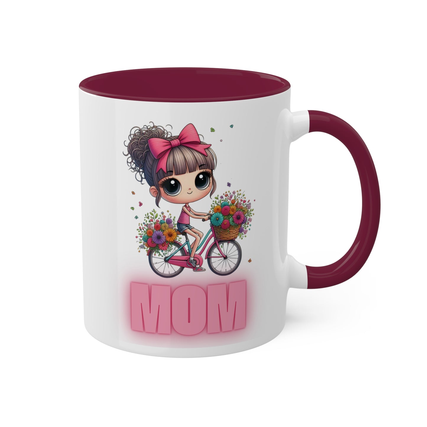 Colorful Mugs, 11oz, Bike Mom Mug – Perfect for Cycling Enthusiasts, Cycling Queen Mug – For Moms on Two Wheels