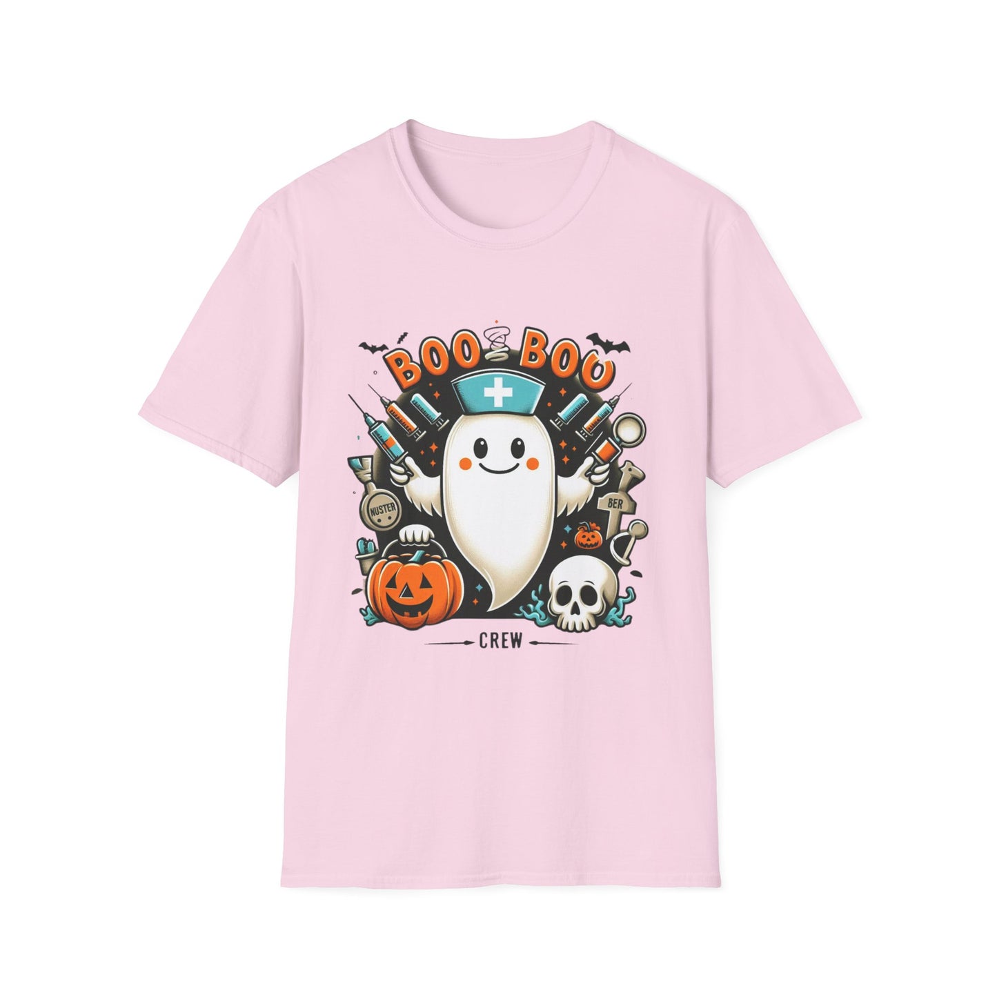 Unisex Softstyle T-Shirt, Camiseta Unisex Softstyle de Halloween con Enfermera Fantasmita – Ideal para Celebraciones Espeluznantes”, Shirt halloween