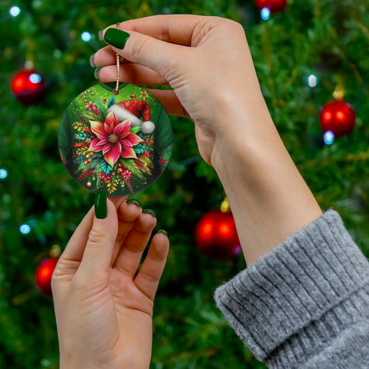 Ceramic Ornament, 4 Shapes, Flowers Christmas